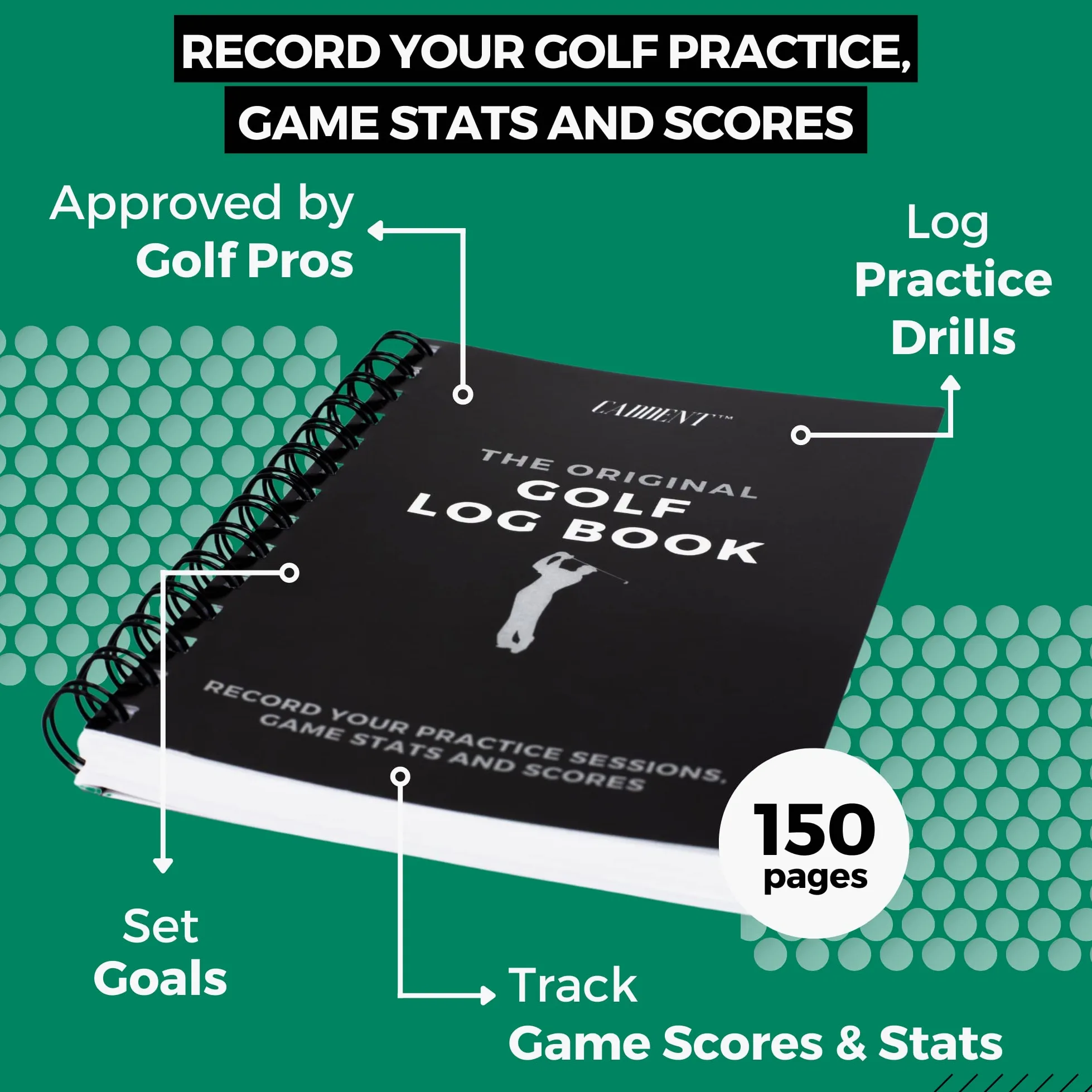 Cuaderno de Registro de Golf 150 páginas Encuadernado con Alambre para Estadísticas de Práctica y Tarjetas de Puntuación
