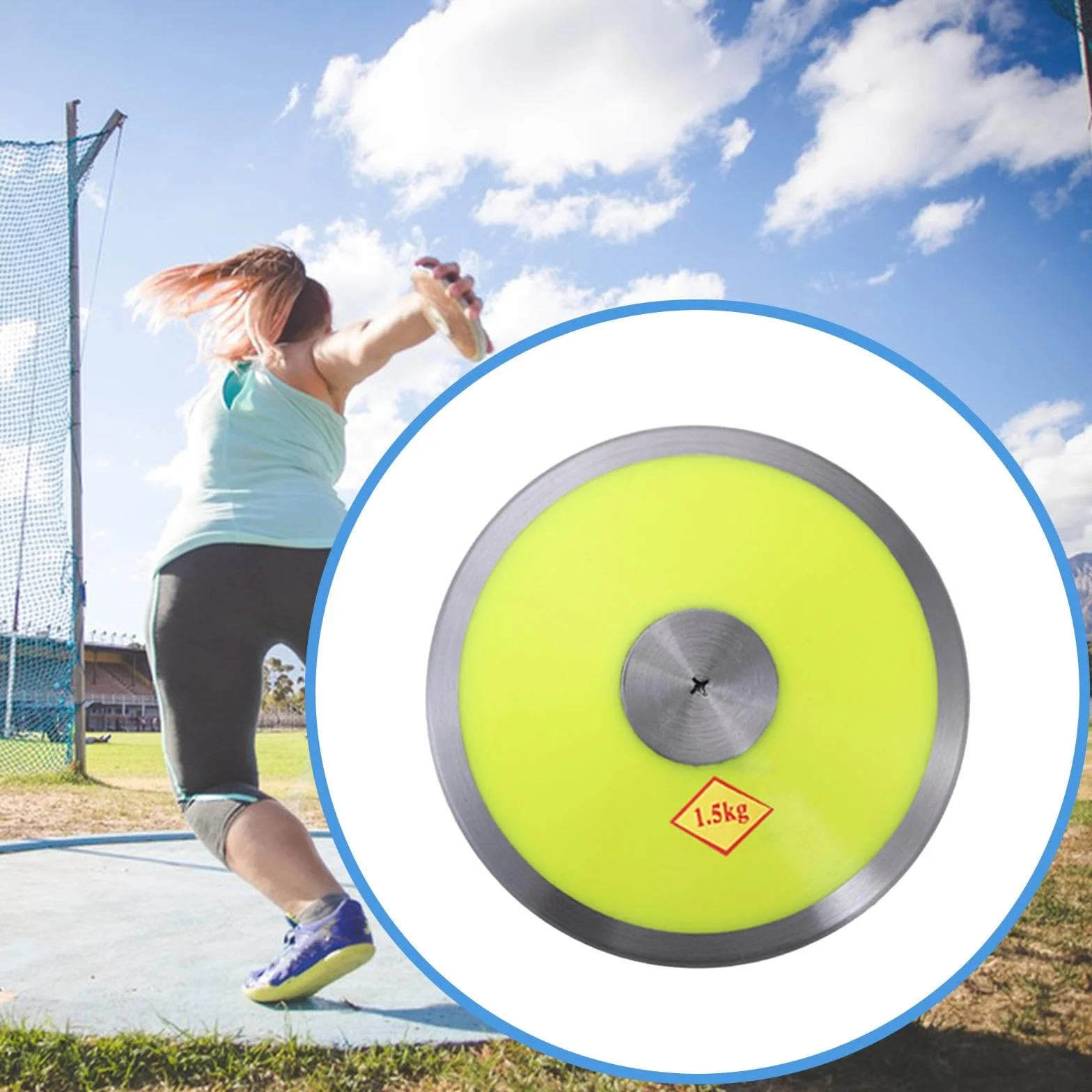 Disco de Nailon 1,5 kg Centro de Acero Entrenamiento Atletismo