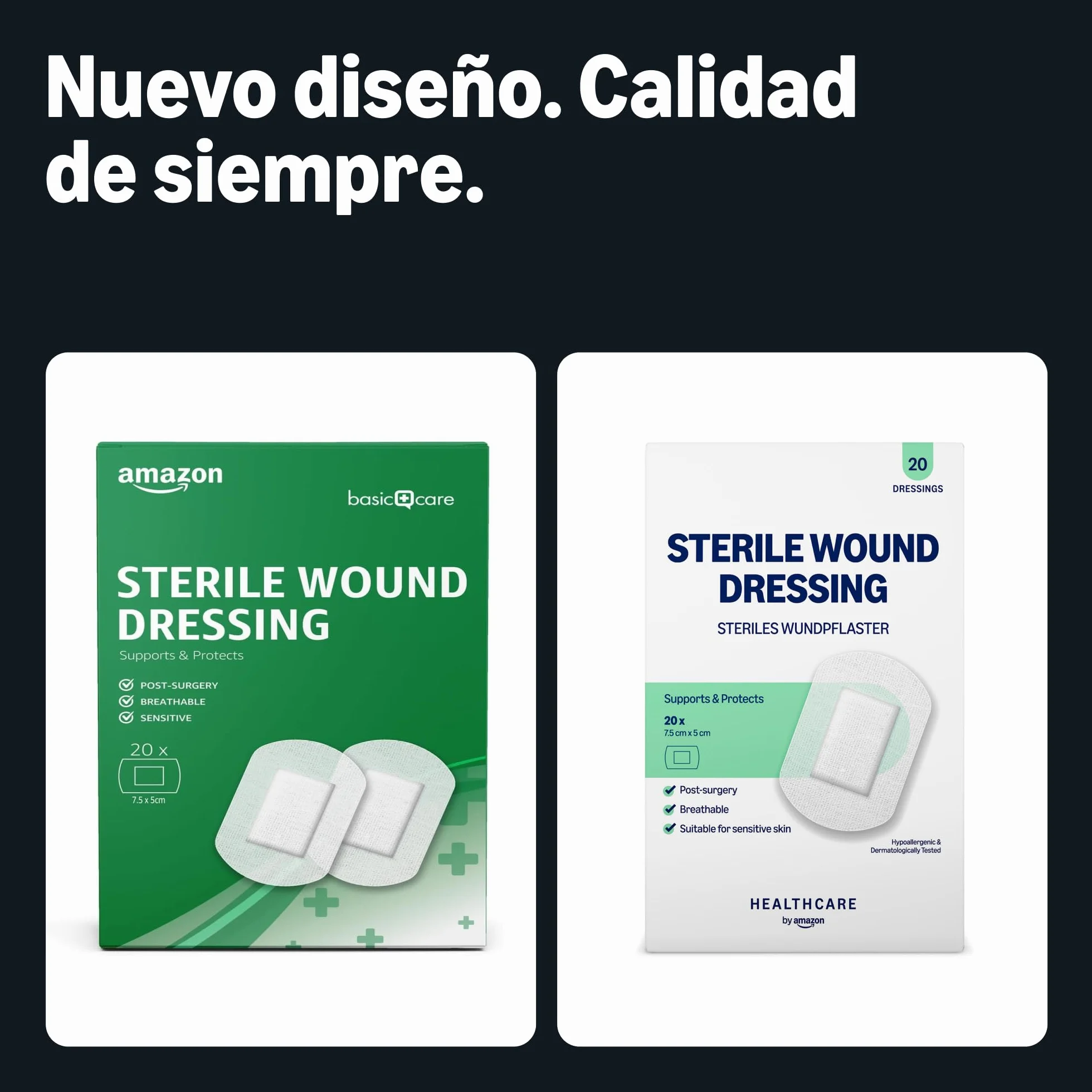 Healthcare By Amazon Apósito estéril para heridas, 20 yeso
