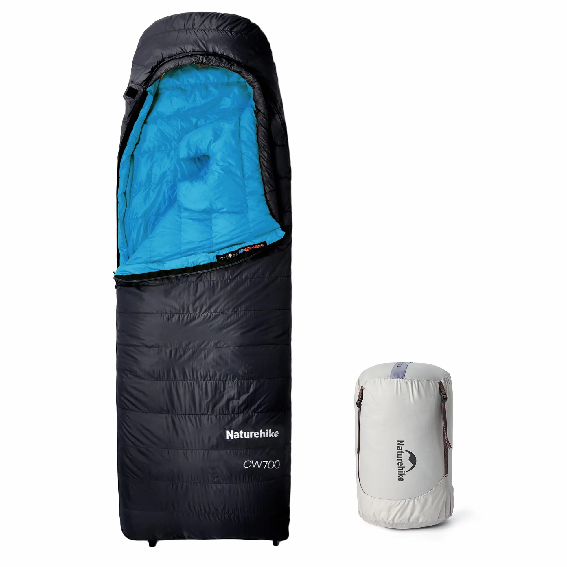 Naturehike CW700 Saco de dormir de plumón ultraligero portátil compacto invierno saco de dormir 4 estaciones para adultos y niños al aire libre camping senderismo viajes con saco de compresión
