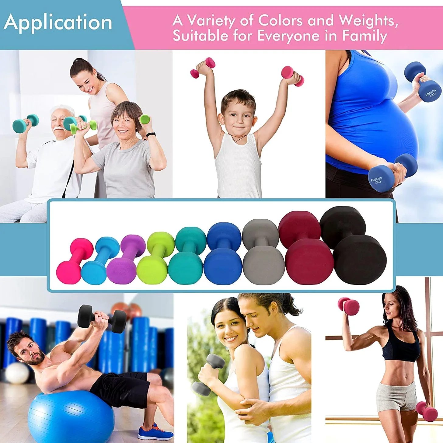 Mancuernas para Mujer, Pesas con Revestimiento De Vinilo, 1LB, 2LB, 3LB, 6LB, 7LB, 8LB, 9LB, 10LB, Juego De Mancuernas Hexagonales De Neopreno para Ejercicio Físico En El Hogar, 1 Par