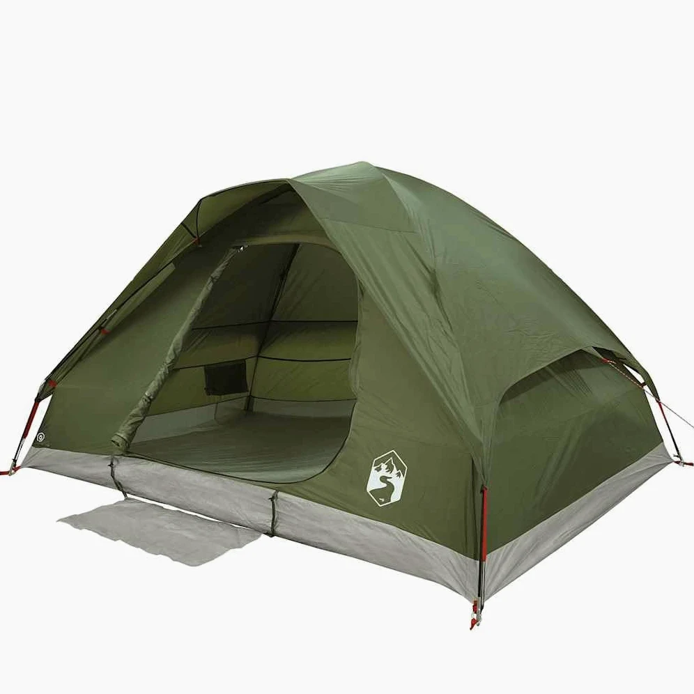 Tienda de campaña 2 personas verde oliva impermeable con doble techo extraíble, poliéster revestimiento de PU, postes de fibra de vidrio ligero, montaje fácil, E-Port para cable