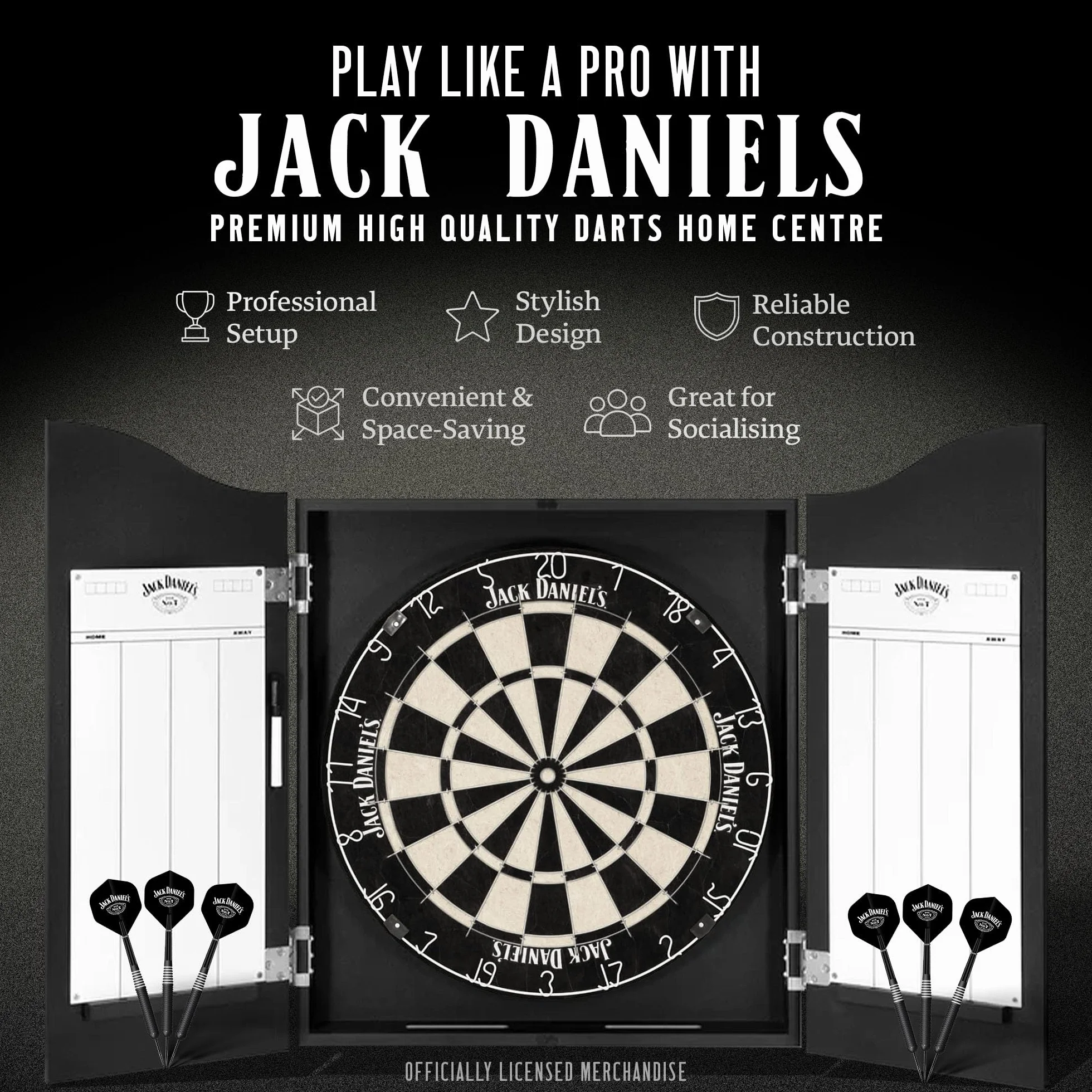 Jack Daniel's Dardos Diana Oficial Negro Logotipo JD