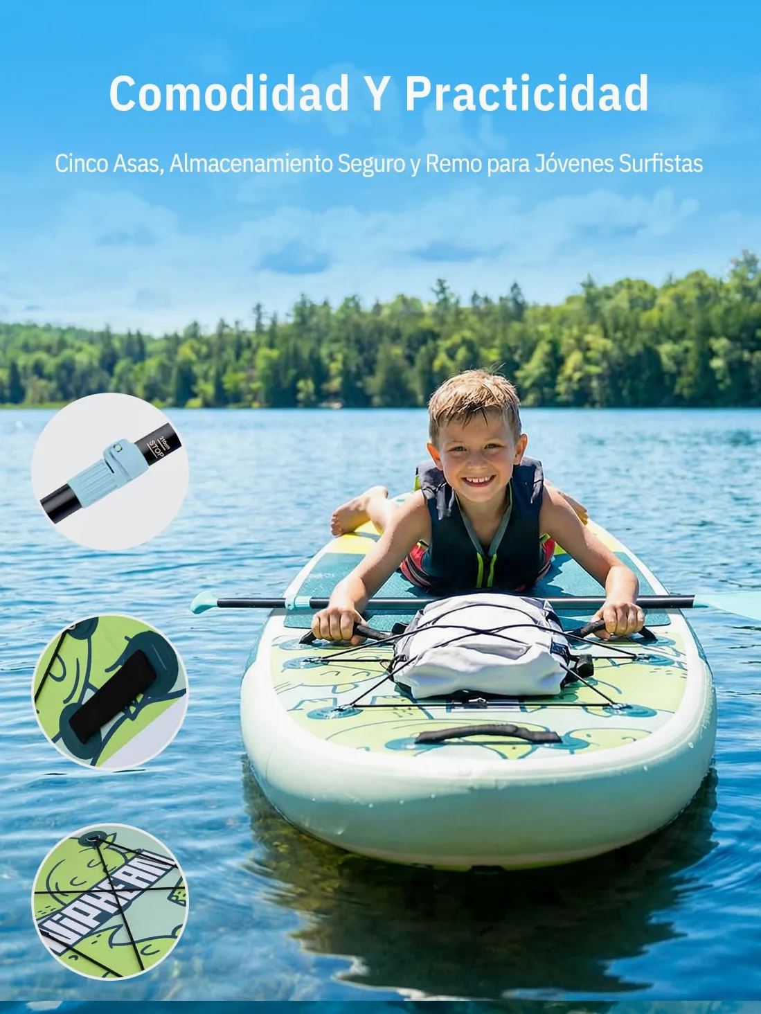 Niphean (Extra Grande) Tabla Paddle Surf Hinchable para 2+1 Personas/Familia, Paddle Surf con (Apto para Principiantes) Aleta Equilibrada, Funda Waterproof, Sup Board para Adultos, Regalo