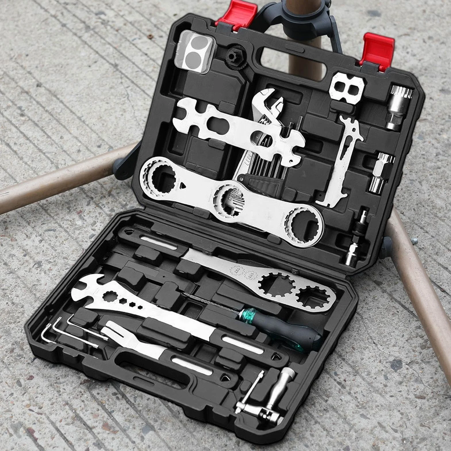 Kit Herramientas Bicicleta Destornillador De Alta Resistencia Con Estuche | Herramientas Bicicleta para cadena, freno, neumático, sillín, y para en casa, taller y garaje