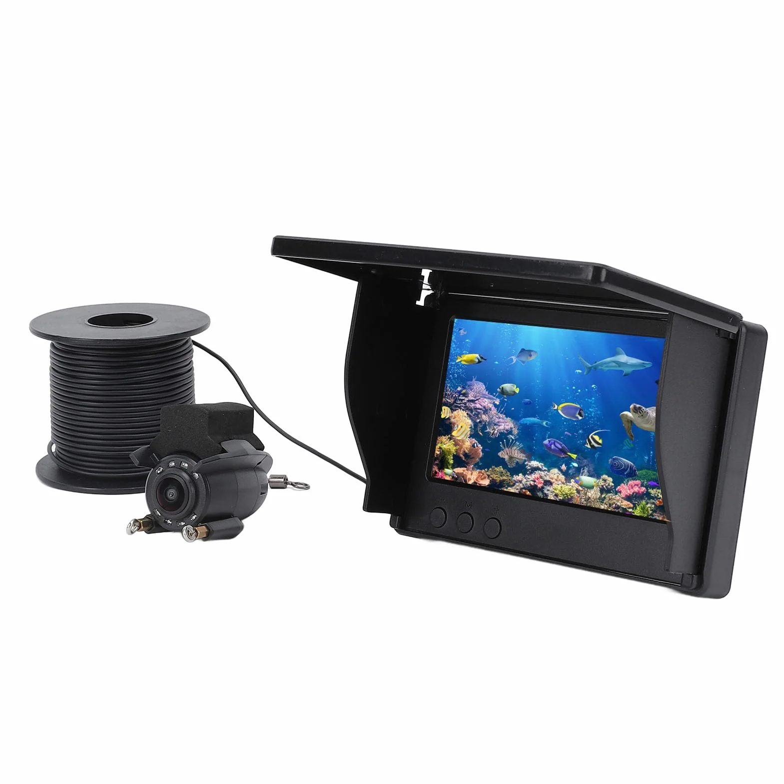 Cámara de Pesca Submarina, Cámara Portátil de Buscador de Peces HD 1080P con Pantalla de 4,3 Pulgadas, Gran Angular de 220°, Buscador de Peces Visible para Pesca en Kayak en