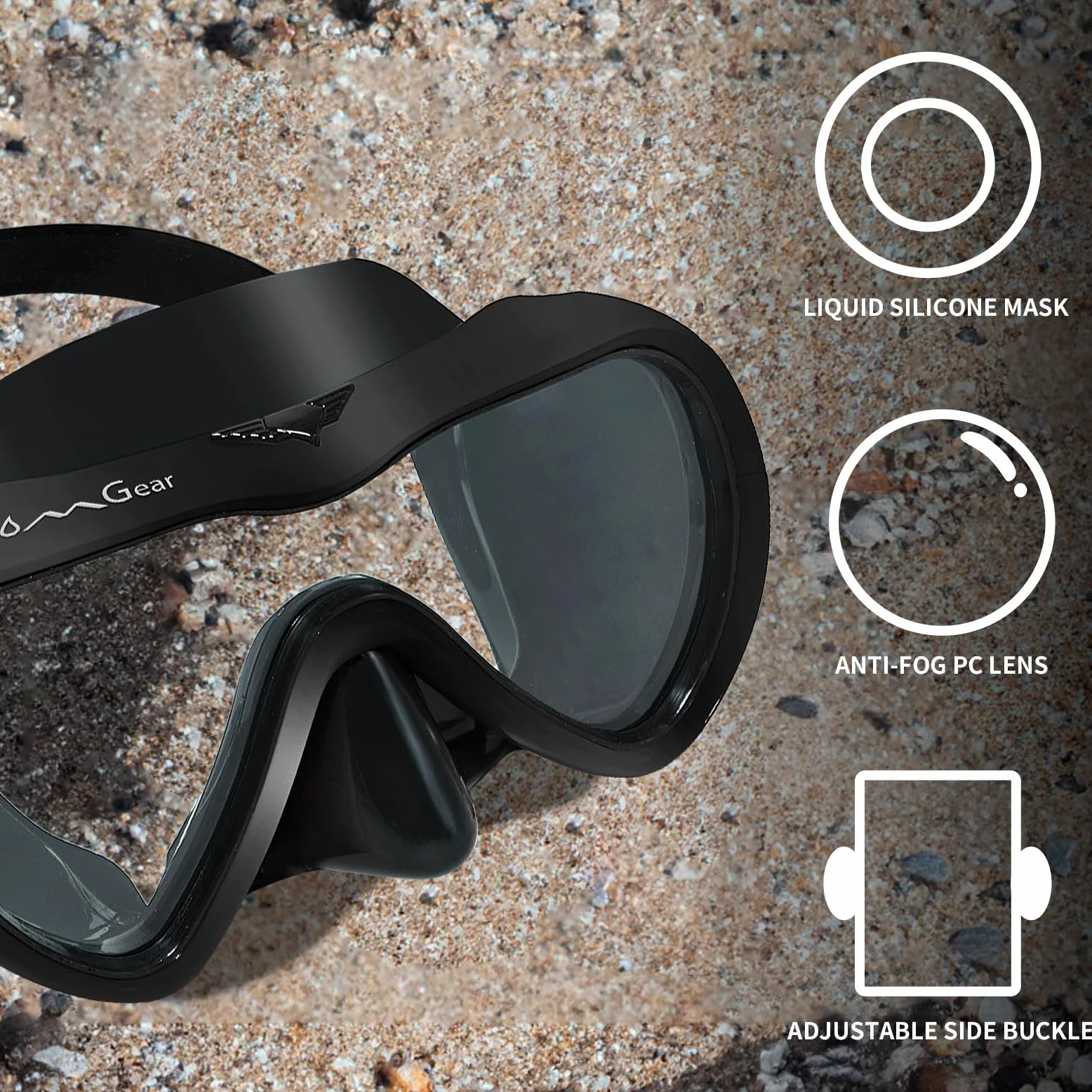 OMGear Máscara de buceo, equipo de esnórquel, máscara de esnórquel para niños y adultos, gafas de natación de silicona con cubierta de nariz para buceo, pesca submarina, correa de neopreno resistente