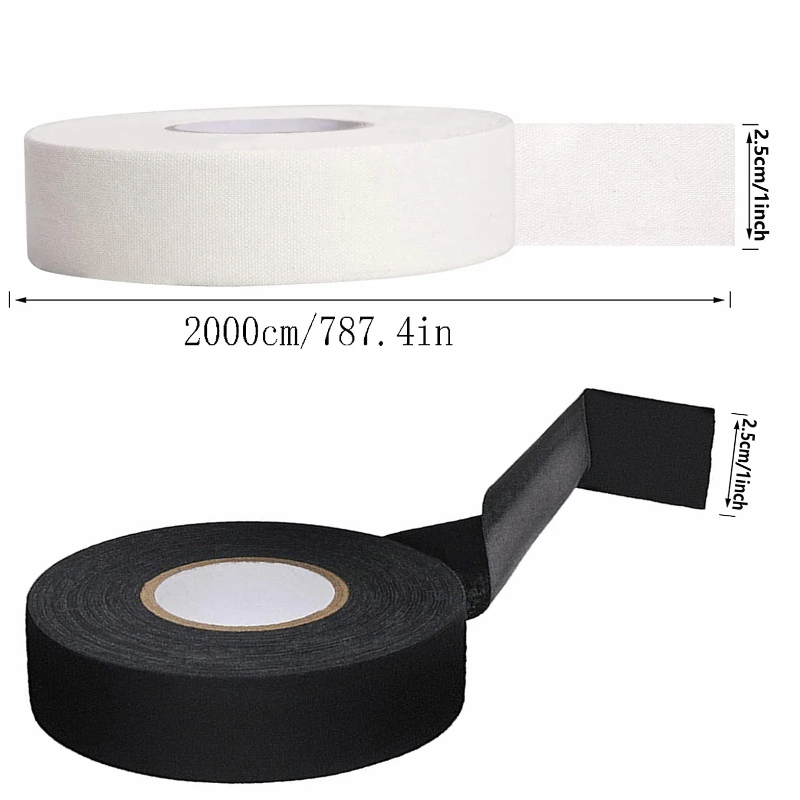 2 Rollos de Cintas de Hockey, Cinta de Agarre de Hockey Antideslizante, Cinta de Agarre de Hockey para Manillar, para Agarre de Bádminton, Barra de Golf, Hockey sobre Patines, 20M, (Negro, Blanco)