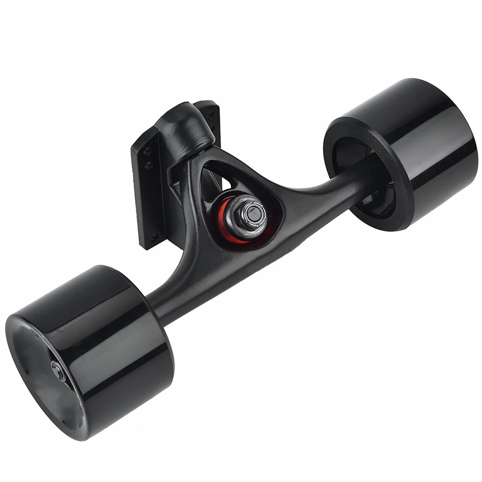 Alomejor Skateboard Truck Combo Set -2pcs Skateboard Truck + 4pcs Skate Wheel + 2pcs Riser Pad Cojinete + 8 Longboard Pernos + 8 Patineta Tuerca(Black Shaft Black Wheel)