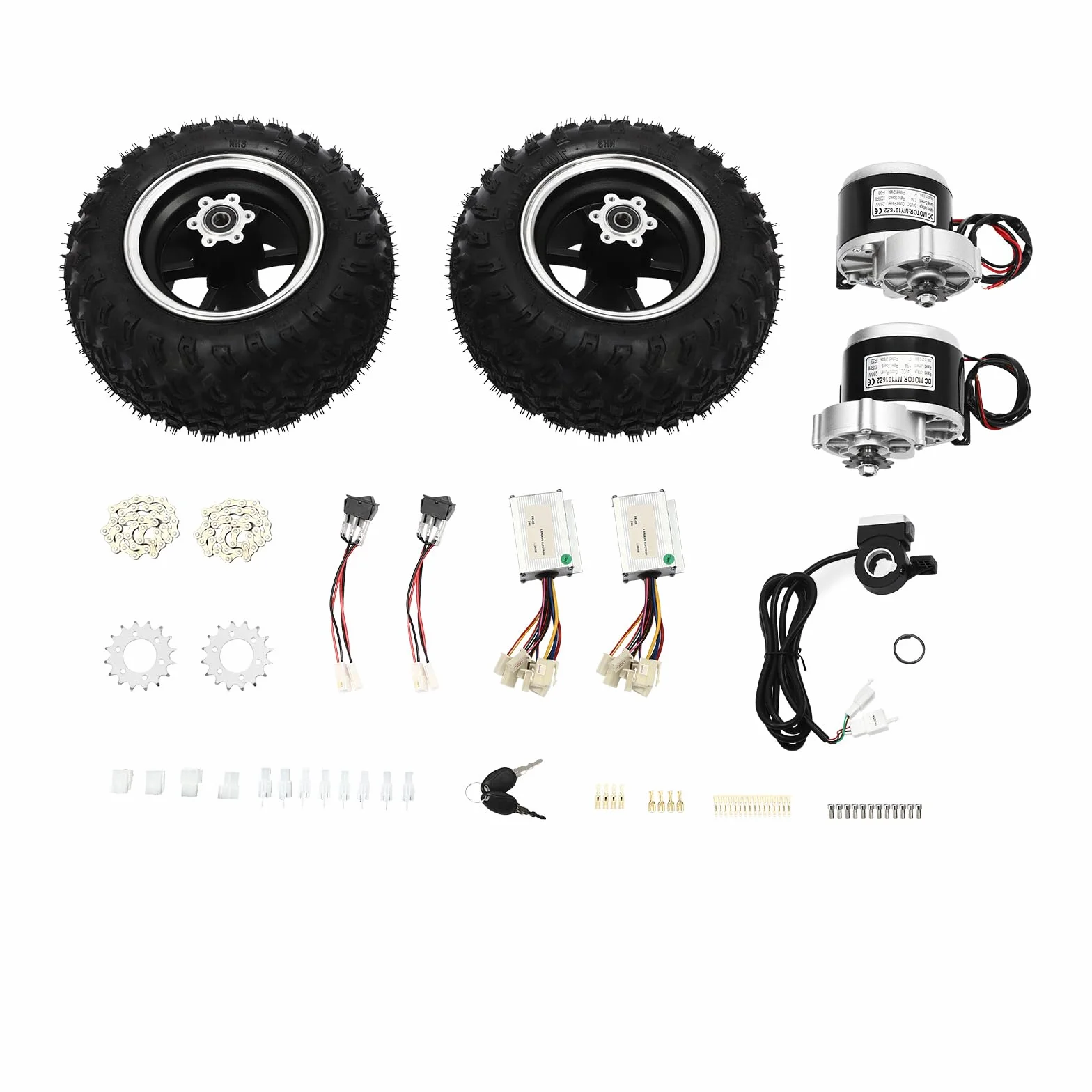 Kit de conversión de motor eléctrico 24 V 250 W para scooter de movilidad y rueda de accionamiento con 2 ruedas con acelerador de pulgar, marcha atrás para rutas al aire libre