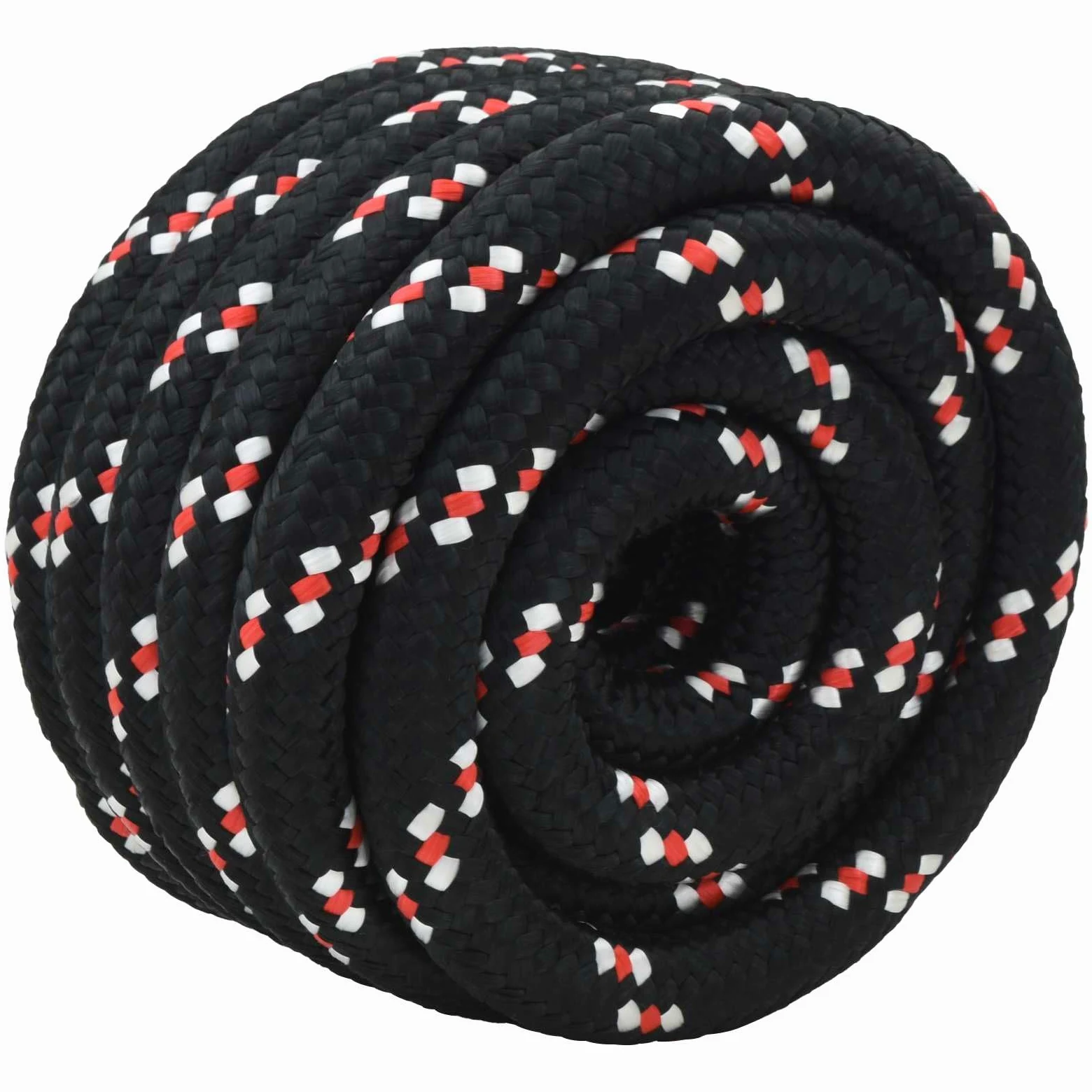 Cuerda para barco, 10 m, polipropileno, color negro y rojo, 3 cm de diámetro, resistente a la intemperie, flotante, versátil para barco, camping, jardín, taller y seguridad