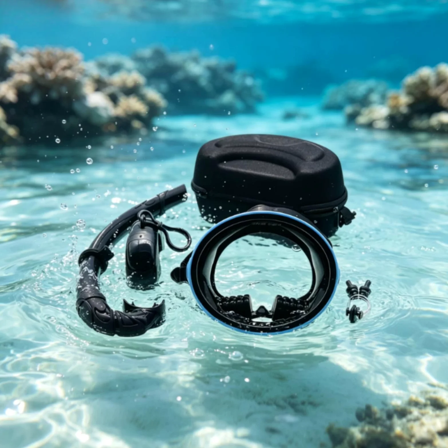 predolo Máscara Snorkel con Estuche Diseño bajo bajo Máscara Snorkel con Vidrio mplado Table Gafas Buceo Tubo para Adultos, Piscina, Viajes
