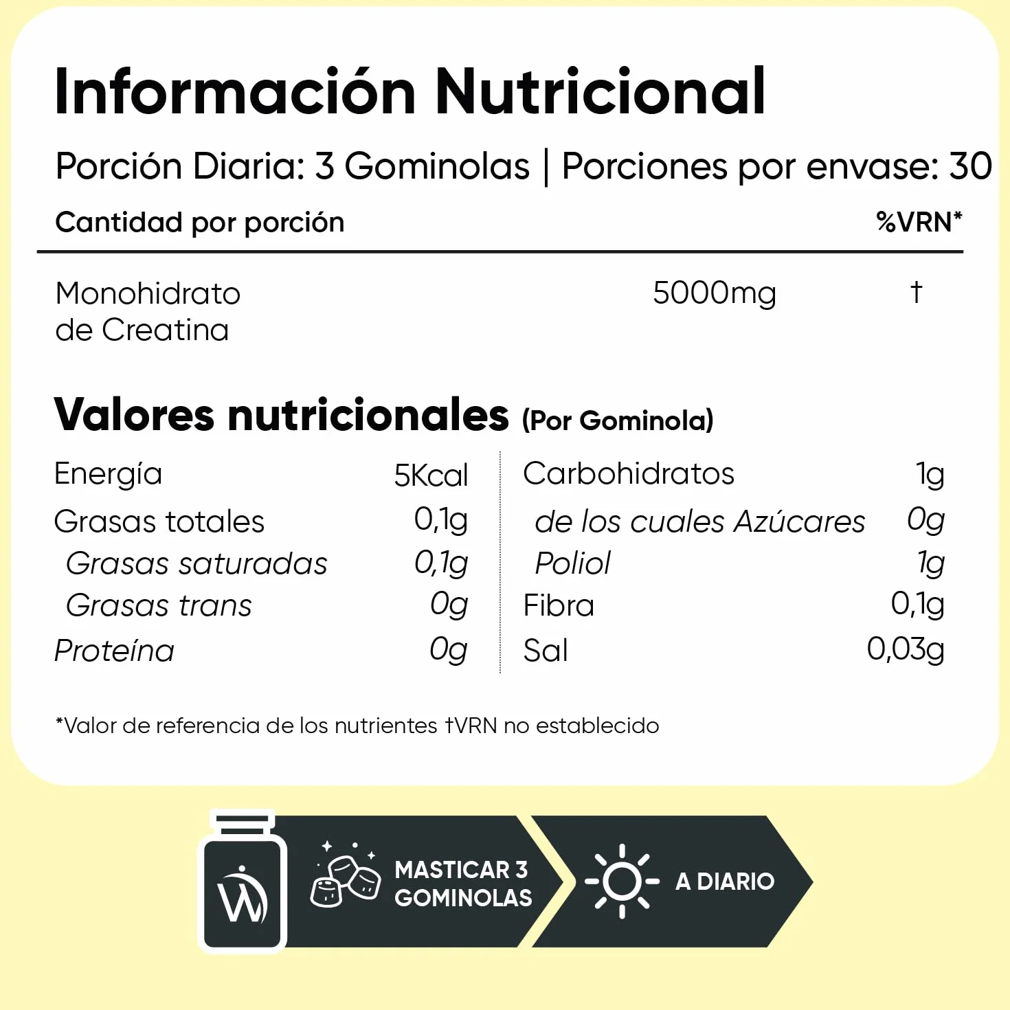 Gominolas de Creatina Monohidratada 5000mg - Gomitas Pre Entreno Sabor Limón - Suplemento para el Gym Sin Azúcar