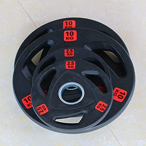 2 "Placas de peso olímpico, 3 orificios de 3 orificios de 50 mm Diámetro de la mano Placas de barra de goma, placas de hierro fundido Inicio Equipo de gimnasio, for levantamiento de pesas