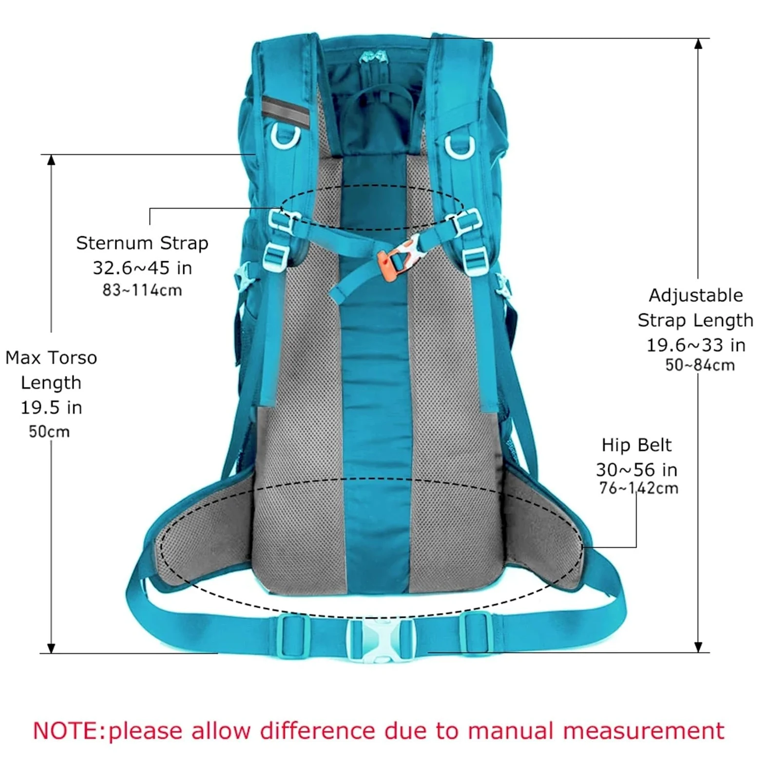 Mochila Trekking Mochila de senderismo 50 l con funda impermeable, multifuncional, for montañismo, viajes, trekking y acampada