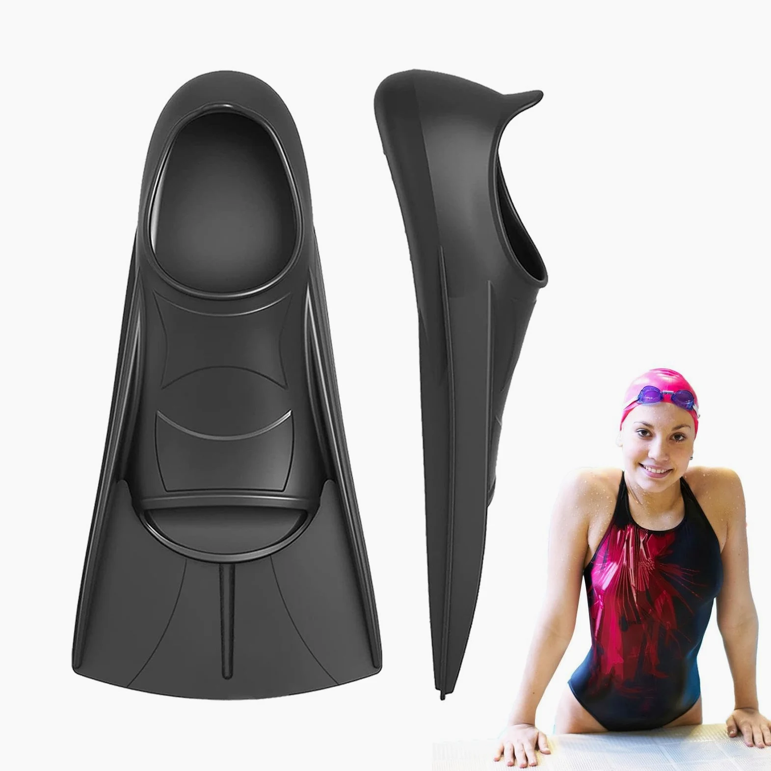1 par de aletas de natación, aletas de natación de silicona para más fuerza, aletas de natación con bolsillo completo para los pies, aletas de esnórquel antideslizantes, aletas de entrenamiento de