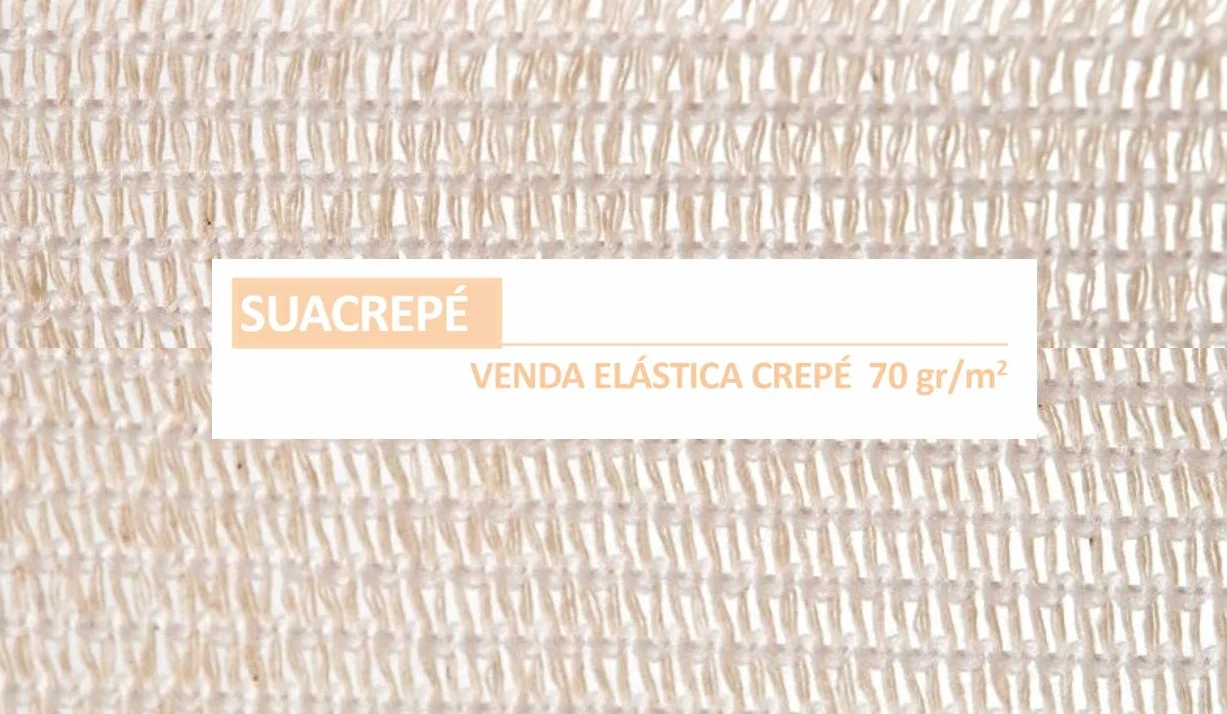 Venda Elástica de Crepe Sin Látex SUACREPE 70 gr/m² 5cm x 4m Bordes Tejidos