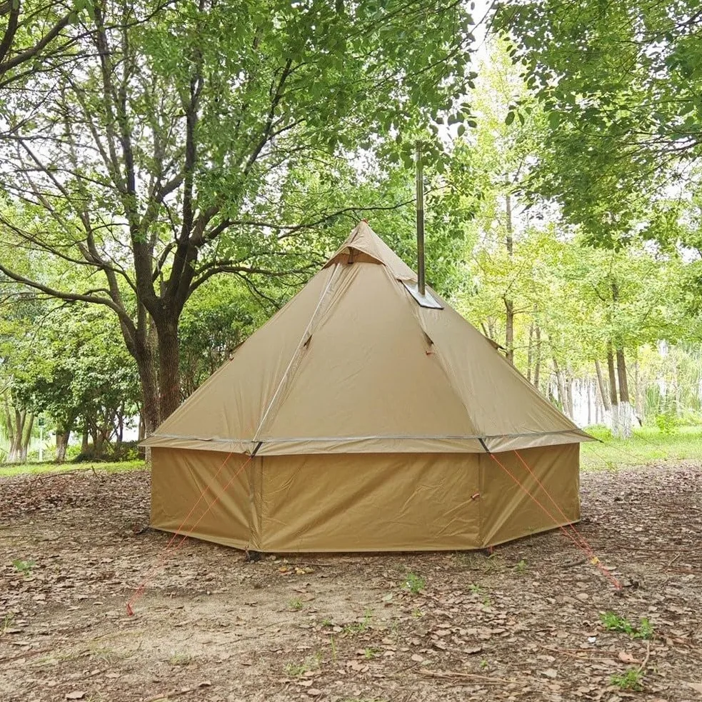 Honseadek Tienda de campaña caliente, campamento de invierno, gato de estufa, tienda de campaña de yurta, 4 estaciones, tienda de campaña de mochilero, estufa de leña, campamento de nieve, tienda