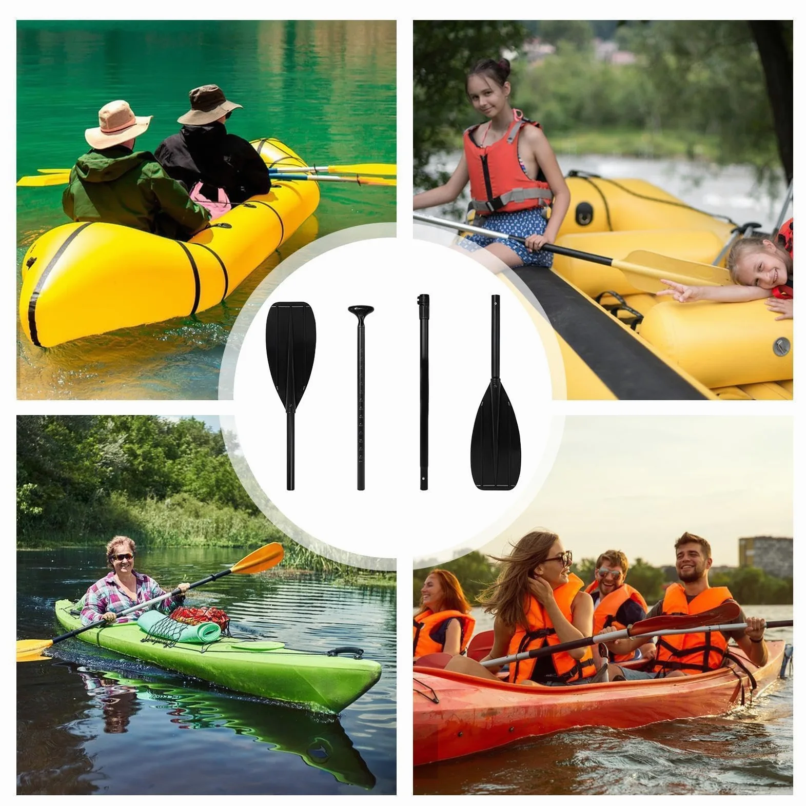 Pala de fibra de carbono Paddleboard Carbono Fibra 2 Secciones Ligero Doble | Pala de kayak recreativa Para Pesca, Piragüismo, Travesía, Pesca Con Caña, Lago, Río, Mar, Rafting, Expedición,