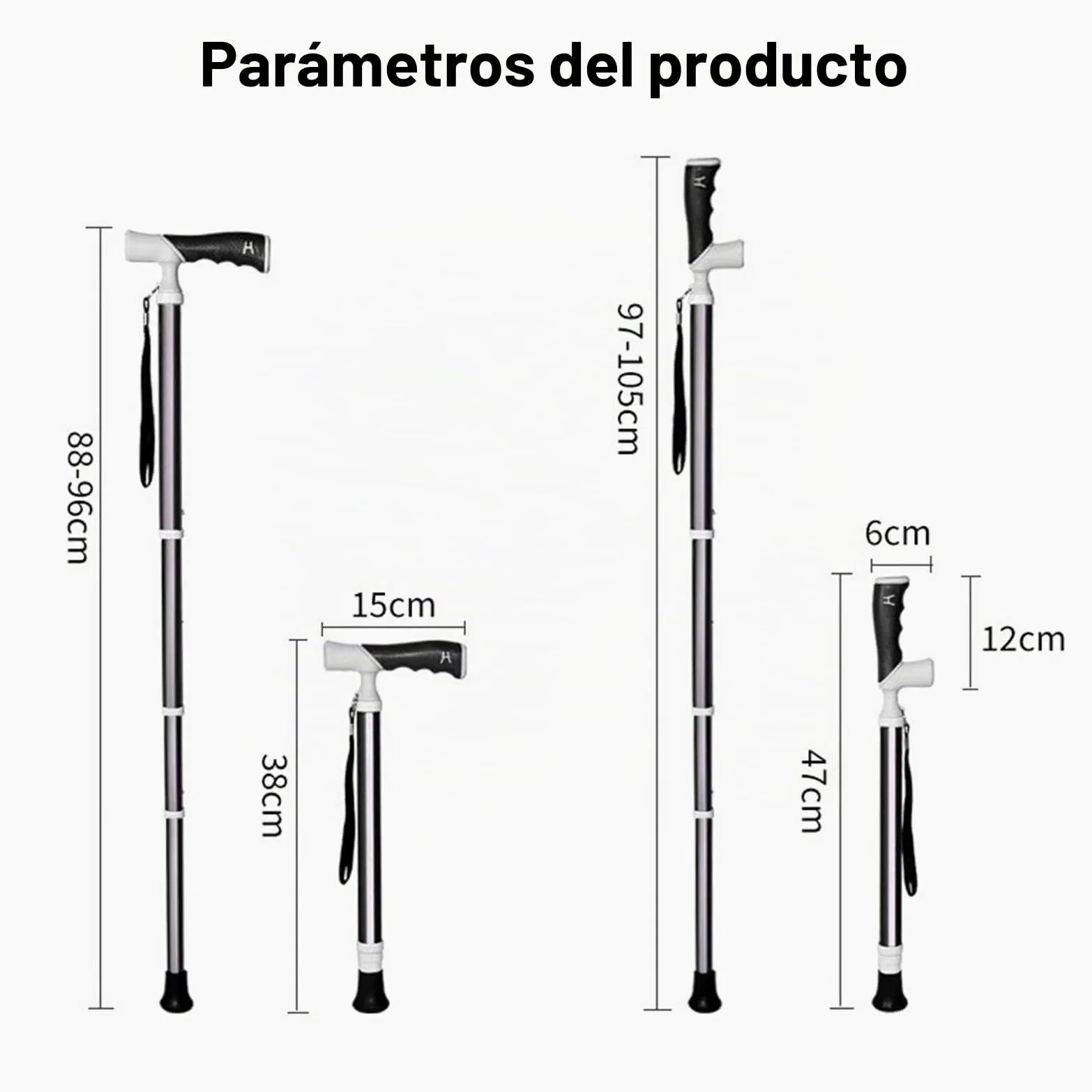 Bastón Telescópico De 4 Secciones Bastón Ligero De Aleación De Titanio | Se puede guardar en una mochila escolar bastón antideslizante(A,38~105cm)