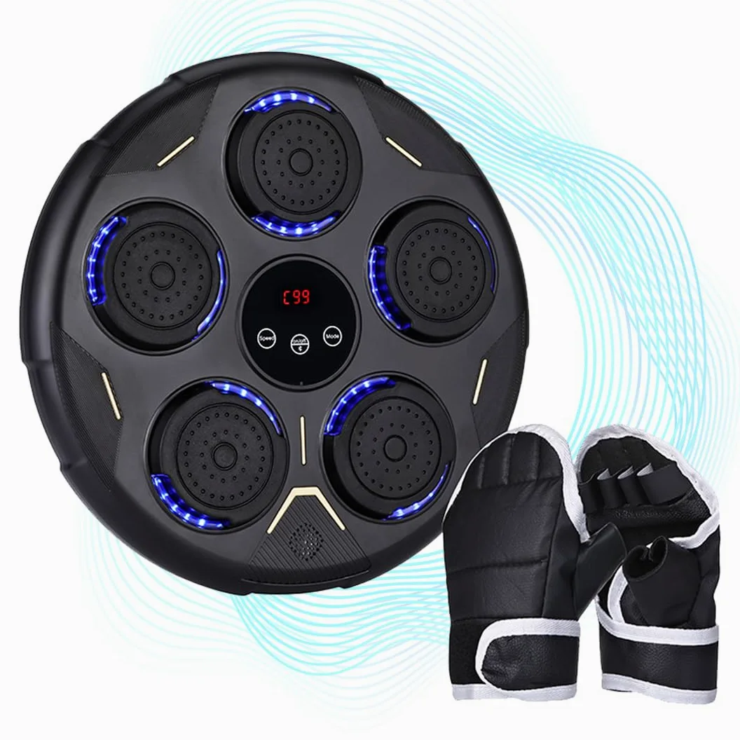 Máquina de Boxeo Musical de Pared con Bluetooth, 9 Modos de Entrenamiento, 9 Velocidades, Altavoz Incorporado, Pantalla LCD e Iluminación LED