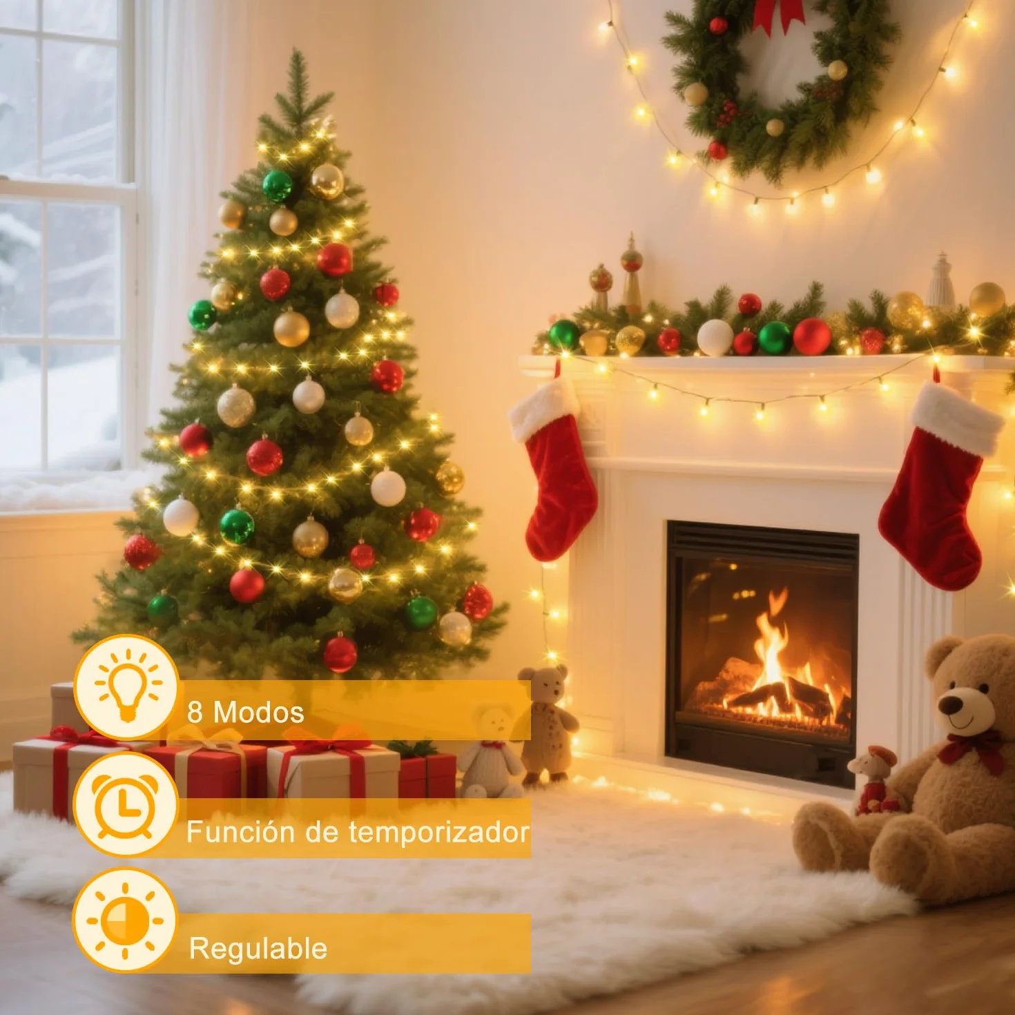 Taiyongkang Guirnalda Luces 6M 40LED Luces de Cadena USB Pilas 8 Modos Control Remoto Temporizador Decorativas Interior Exterior