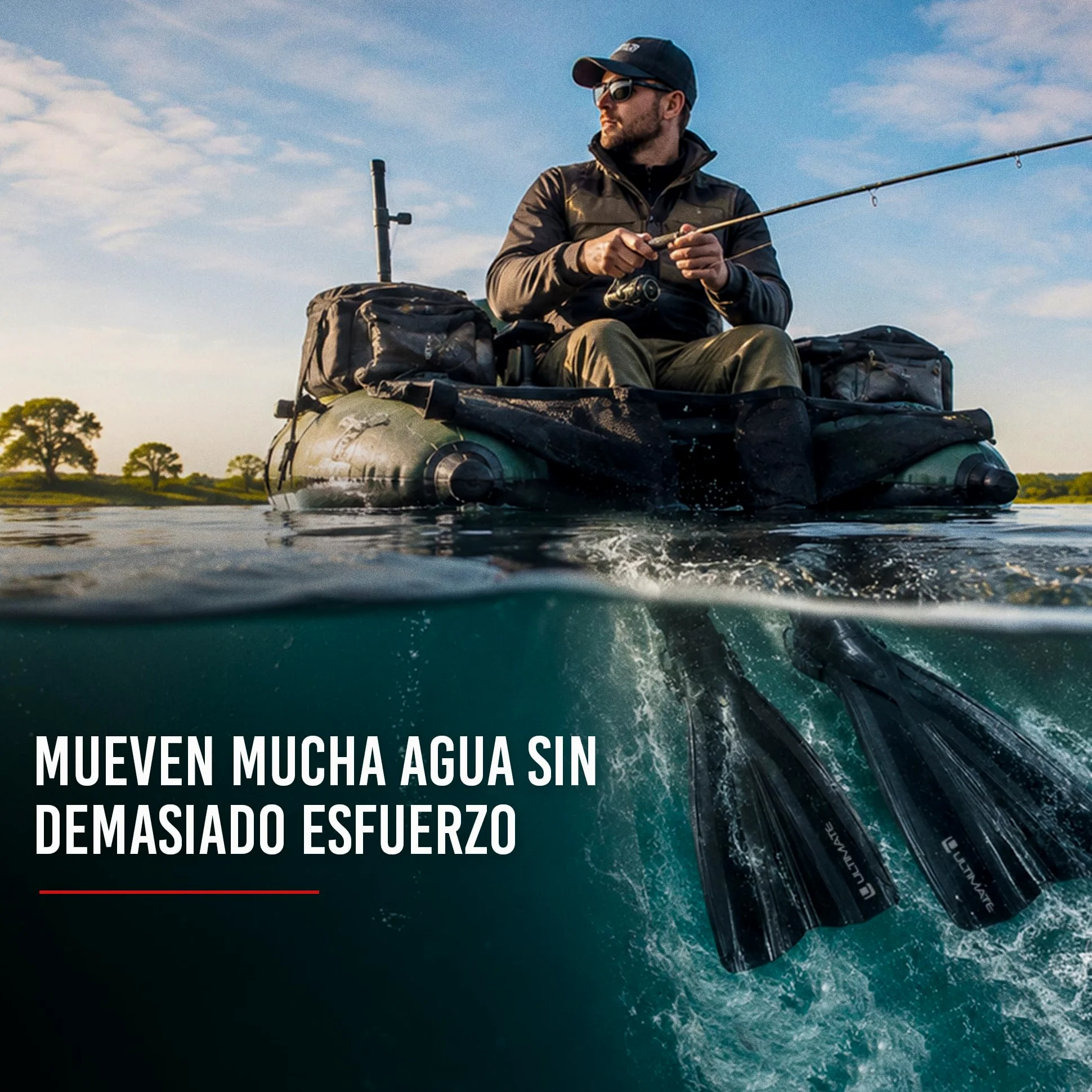 Ultimate Bellyboat Aletas - Talla Universal - Aletas para Pato De Pesca