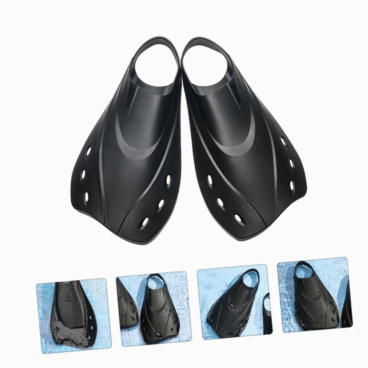 Toyvian Aletas de Natación Cortas Ajustables Unisex para Entrenamiento y Buceo Material Ligero y Flexible Compacto Portátil para Snorkeling y Natación Recreativa