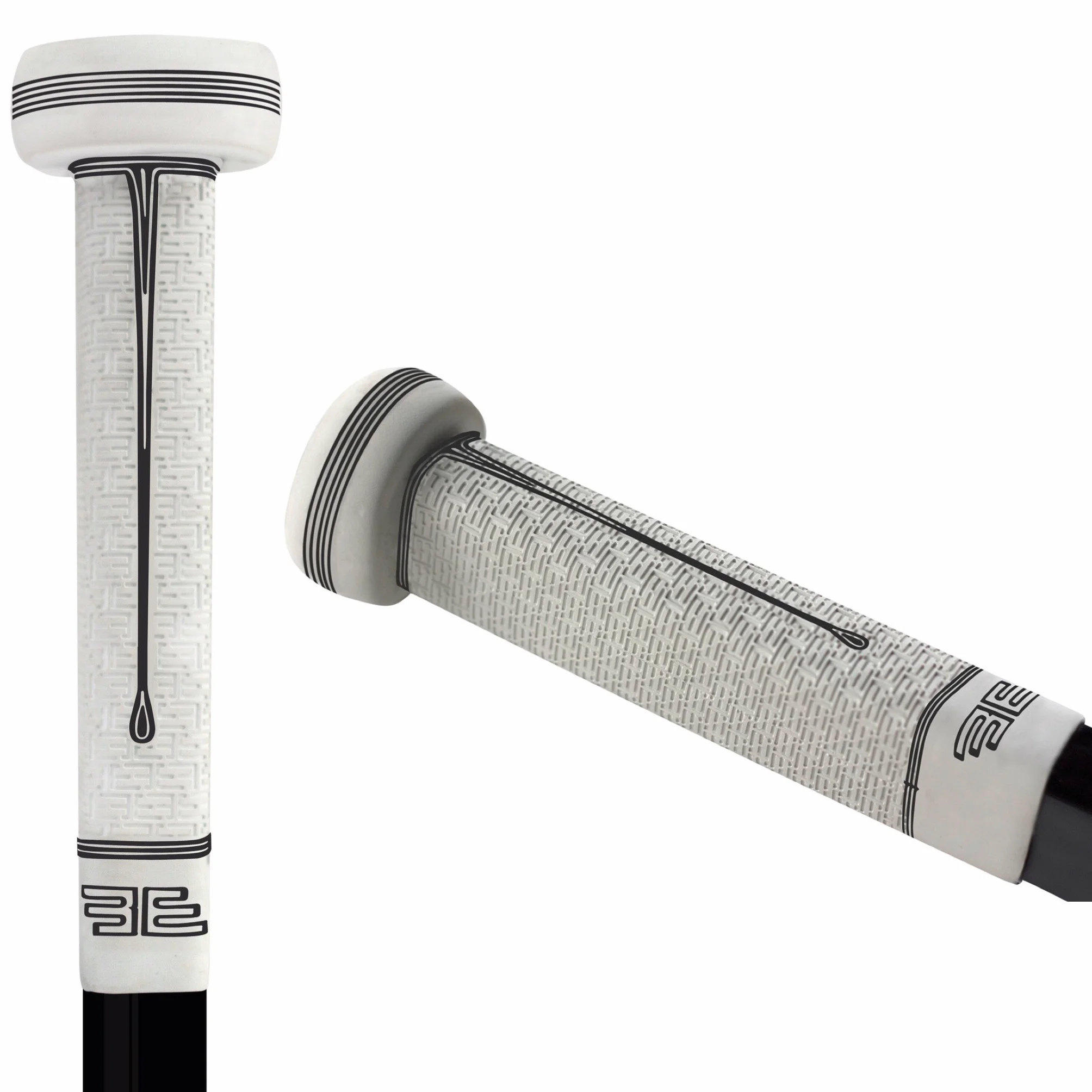 Buttendz Sentry Empuñadura de Repuesto para Palo de Hockey de Portero - Control de Precisión con Perilla Sobredimensionada, Textura Mejorada (Blanco con Goteo Negro)