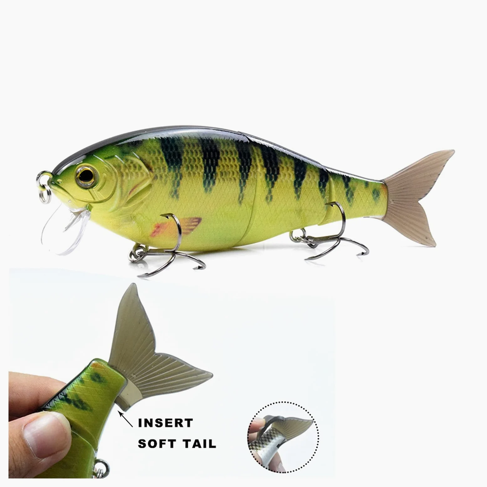 caihuashopping Señuelos de Pesca Señuelos de Pesca Se Mantiene el Cebo Fuerza de Pesca 3 Secciones Soft Tail Flotante Wobble Retó Switebait Pesca Tackle Shad Lure 7in Cebos Artificiales (Color : 5)