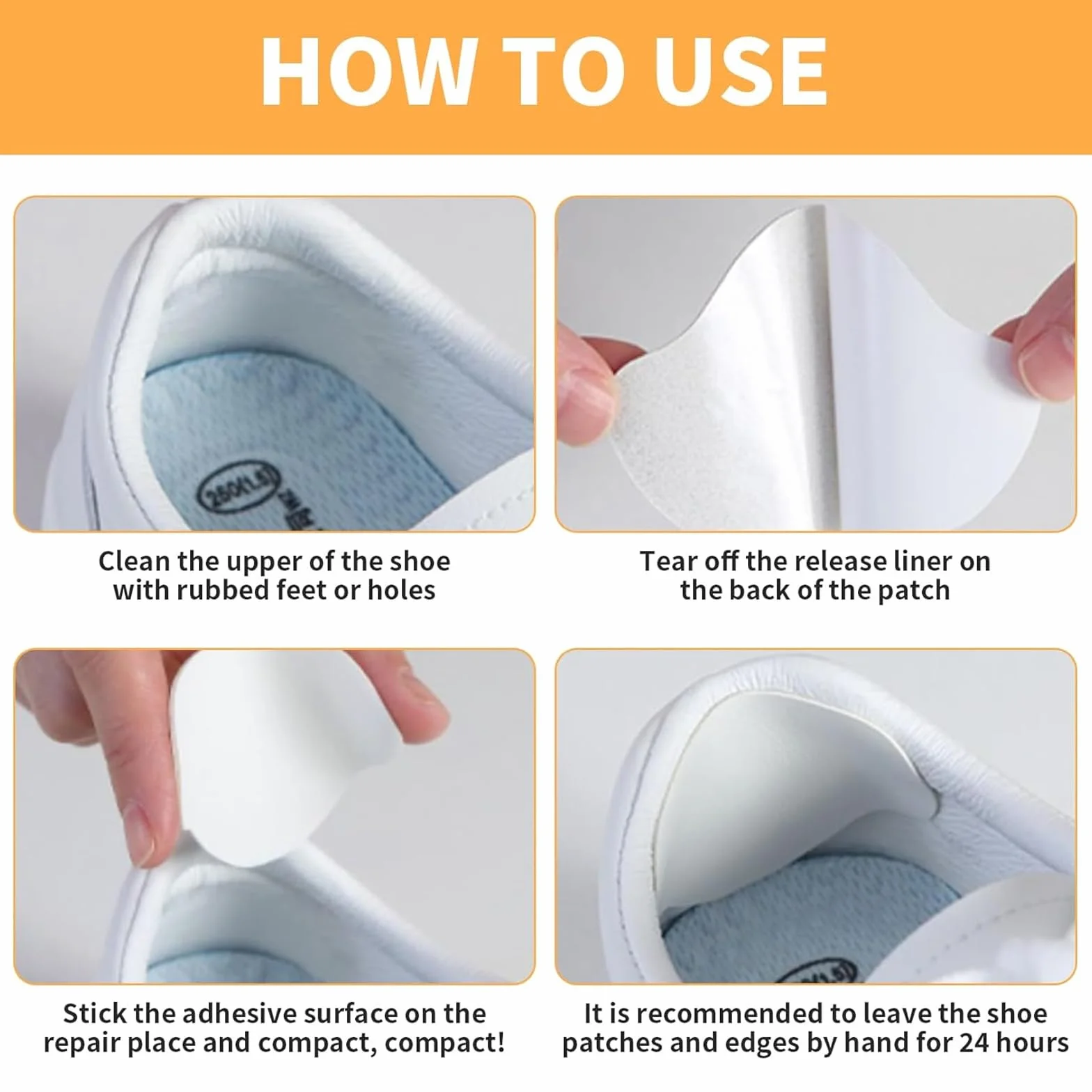 Parches para reparación de zapatillas adhesivo talón agujeros Blanco