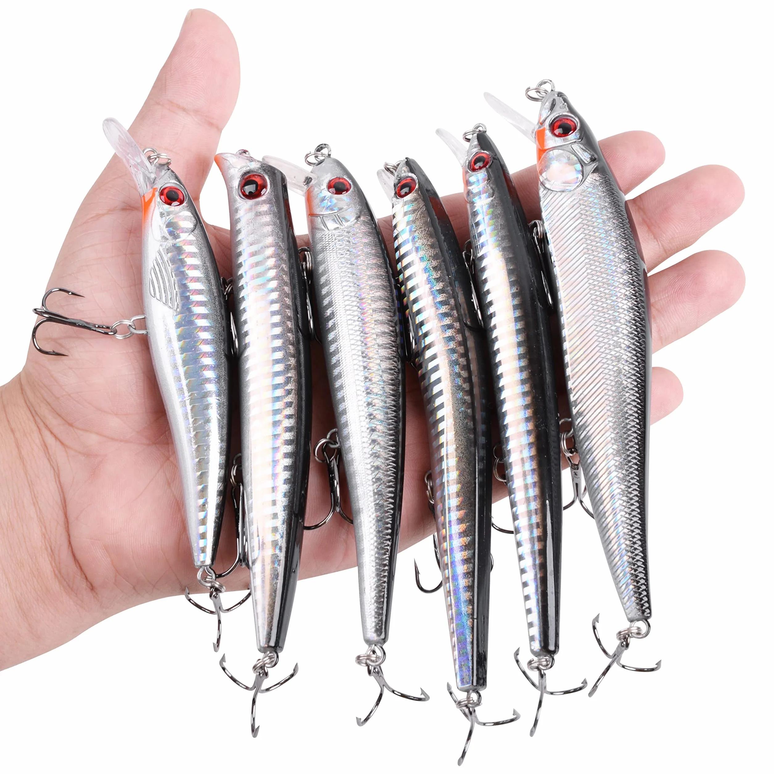 Kit de Señuelos de Pesca Juego de Señuelos de Pesca Popper de 6 Piezas Cebos Flotantes para Surf Crankbaits Señuelo Aparejos de Pesca