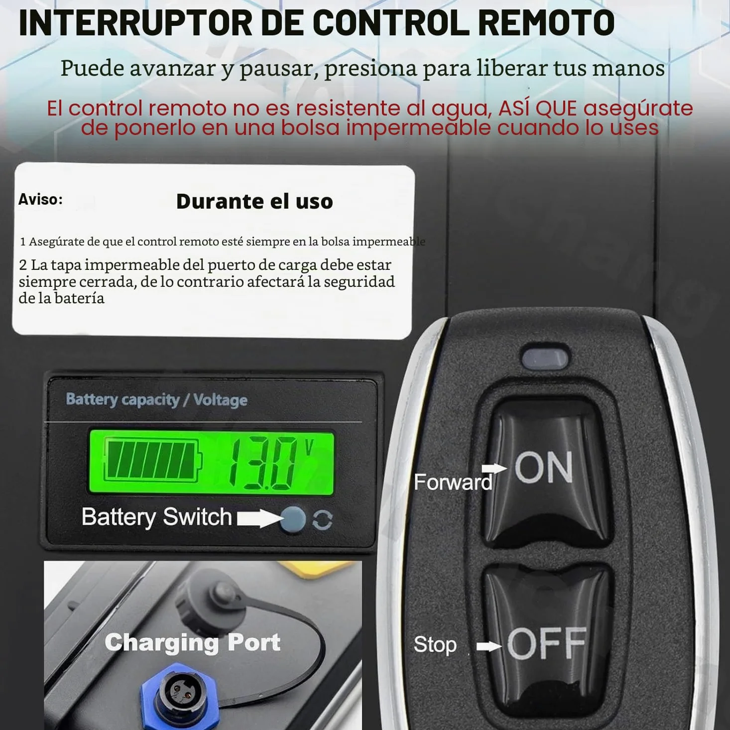 Kit de Propulsión Motorizada Eléctrica para Tablas de Surf - Motor Subacuático Recargable de 12V para Tablas de Surf, SUPs y Kayaks