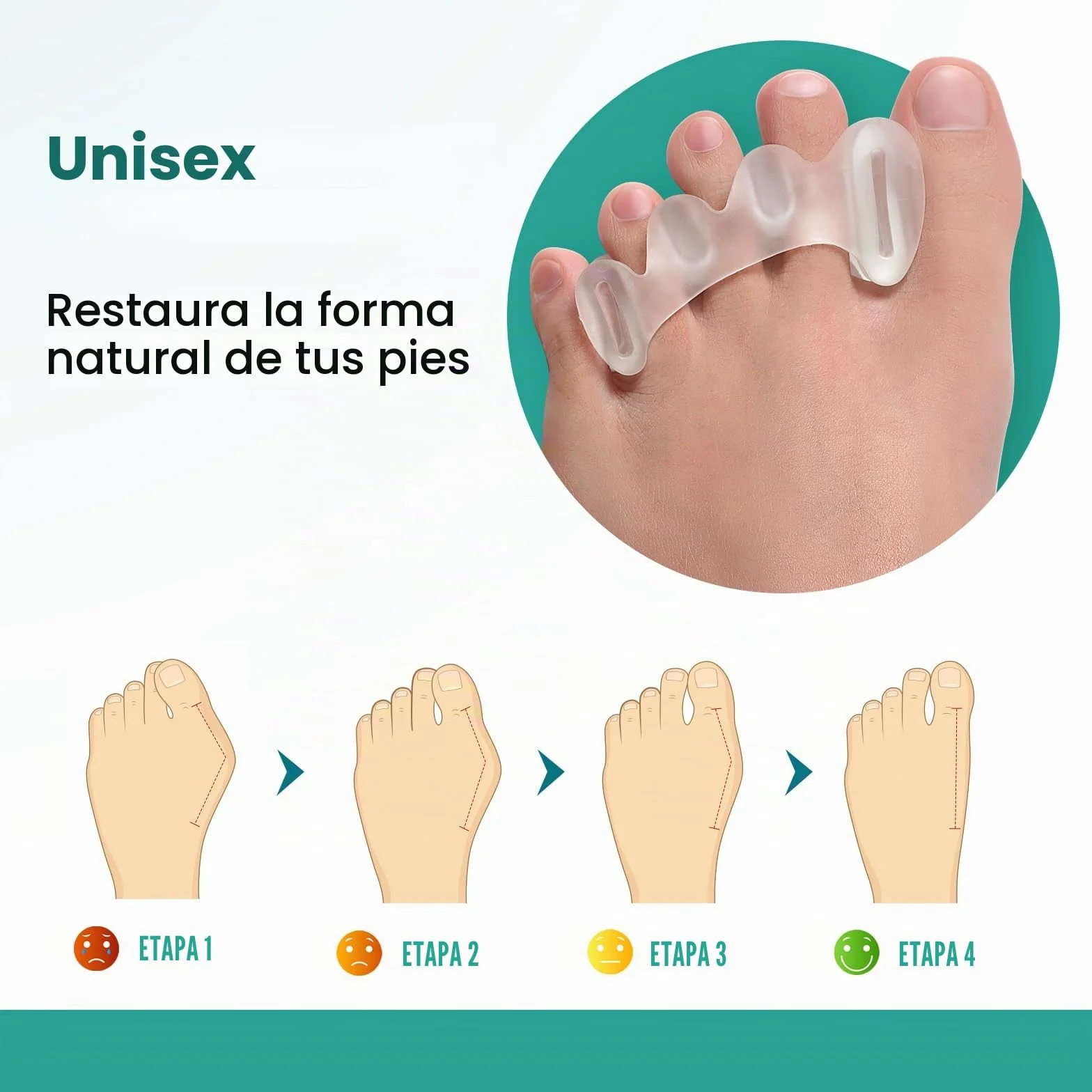 Separadores de Dedos para Juanetes Alivio Dolor Alineación Pies Ajustables 2 Pares Caja Regalo