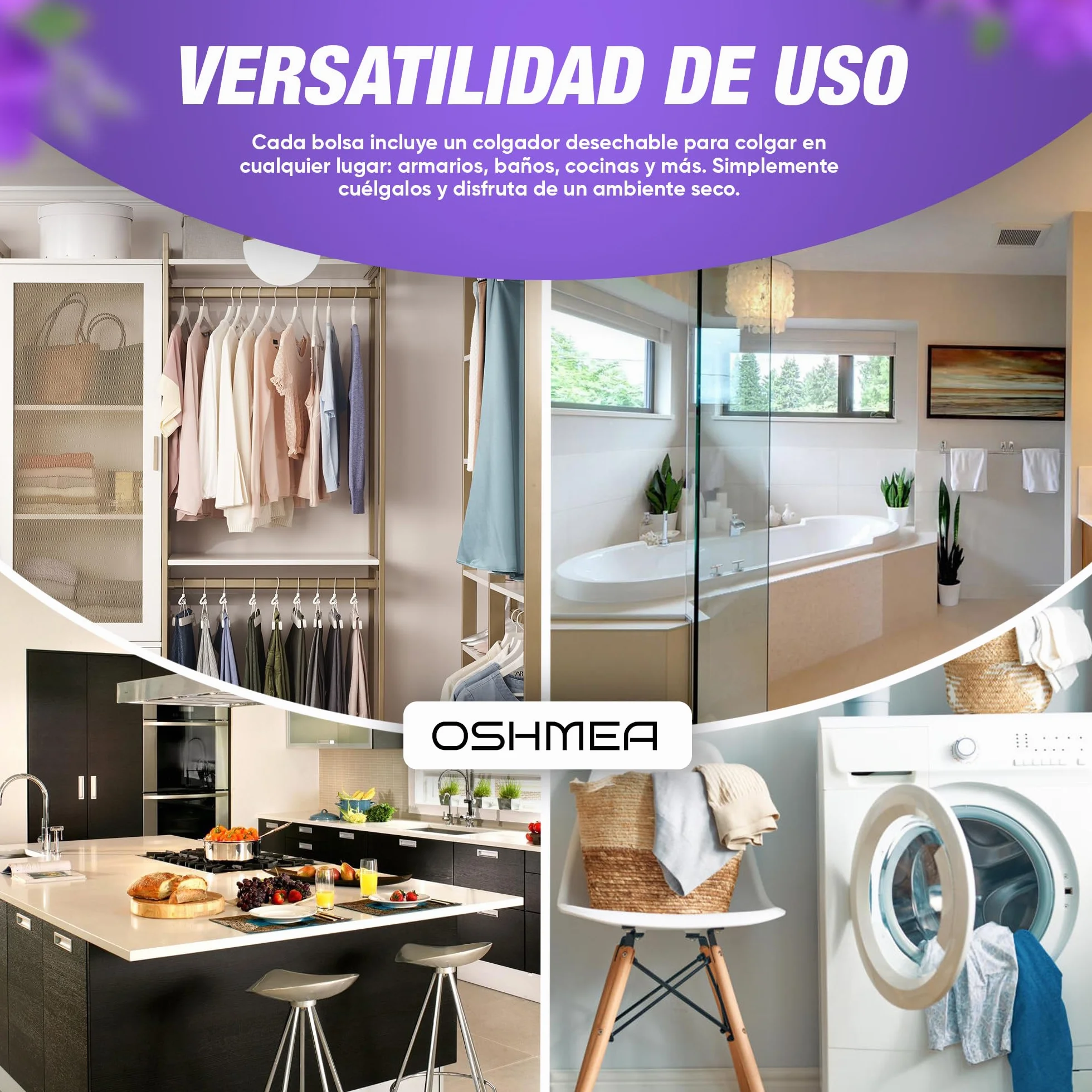 Bolsas Antihumedad PREMIUM 500ML 2 EN 1 Deshumidificador Armario Aroma Lavanda Absorbentes Humedad Condensación Quita Moho Olores