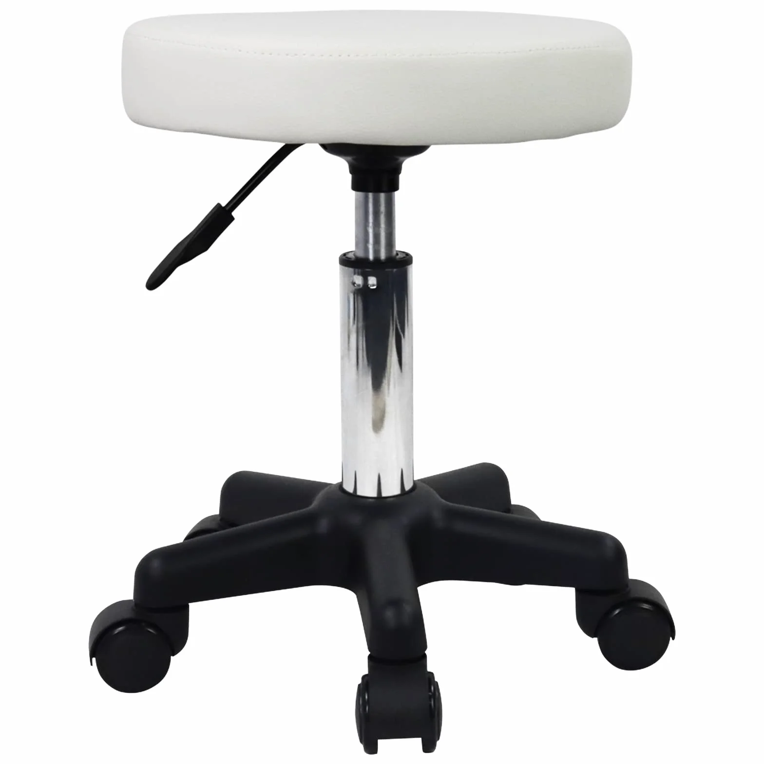 FURWOO Taburete Giratorio de Altura Ajustable con Ruedas Blanco para Masajes de Salón SPA