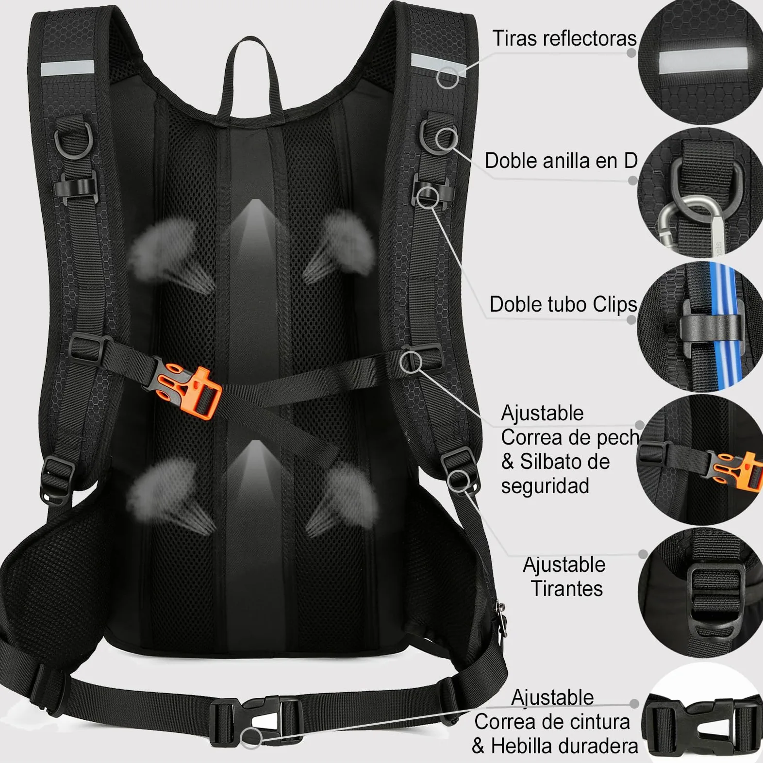 Mochila de Ciclismo MTB, 15L Ligera Mochila Bicicleta Montaña Mochila Bici para Hombre Mujer, Pequeño Mochila Deporte para Esqui, Senderismo, Moto Enduro