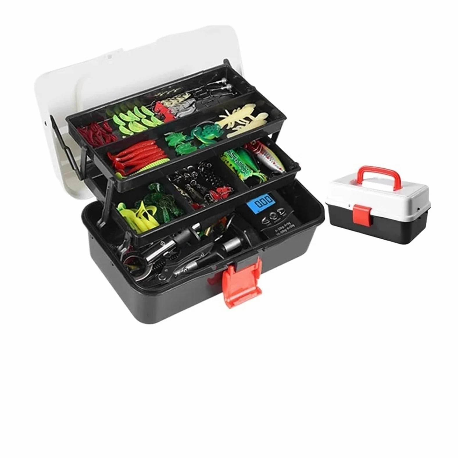 Caja de aparejos pesca 3 capas con kit señuelos 213 piezas