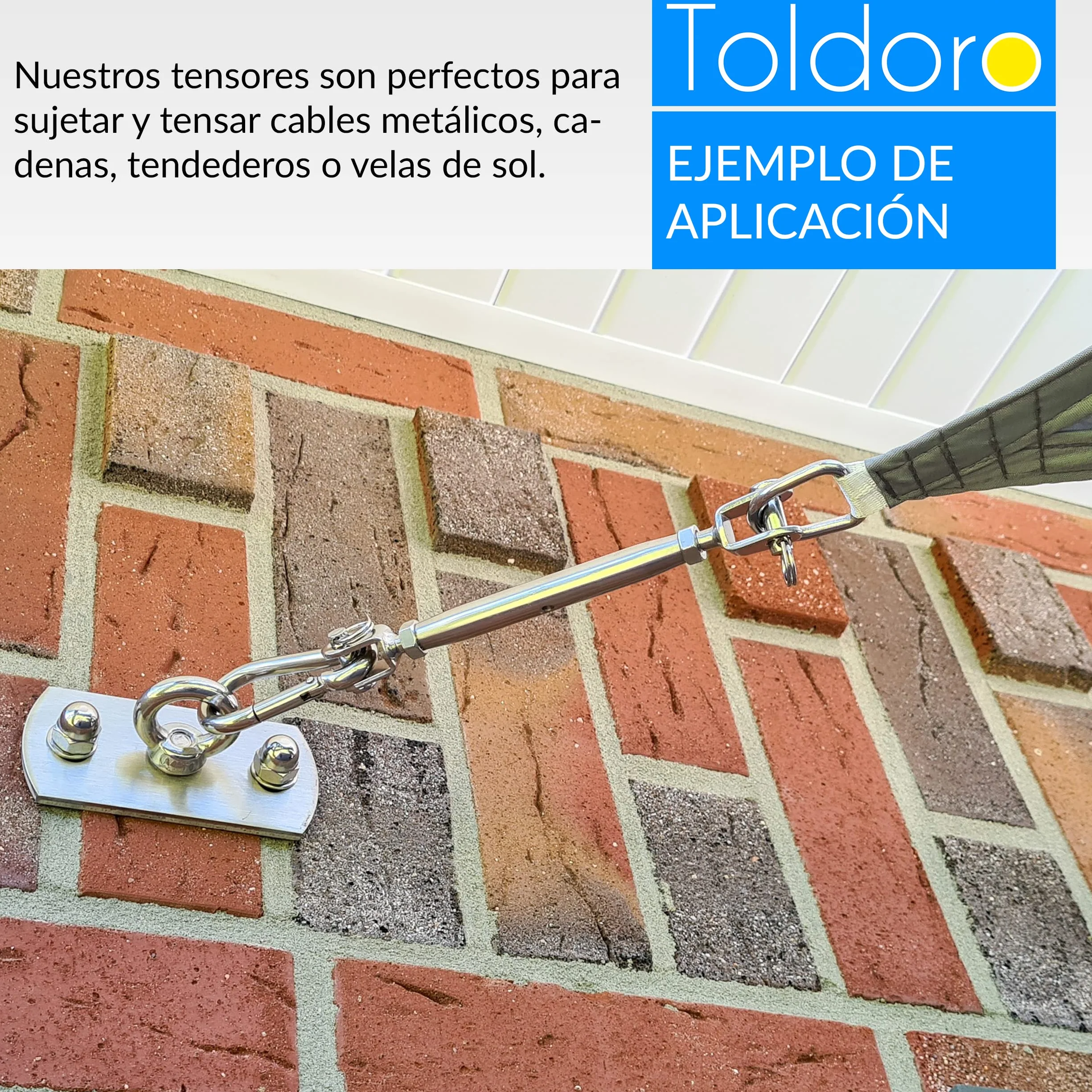 Toldoro M6 | M8 | M10 Tensor de antena de acero inoxidable V4A | Tensor de toldo, tensor de cuerda, tensor de alambre, horquilla/horquilla | forma cerrada
