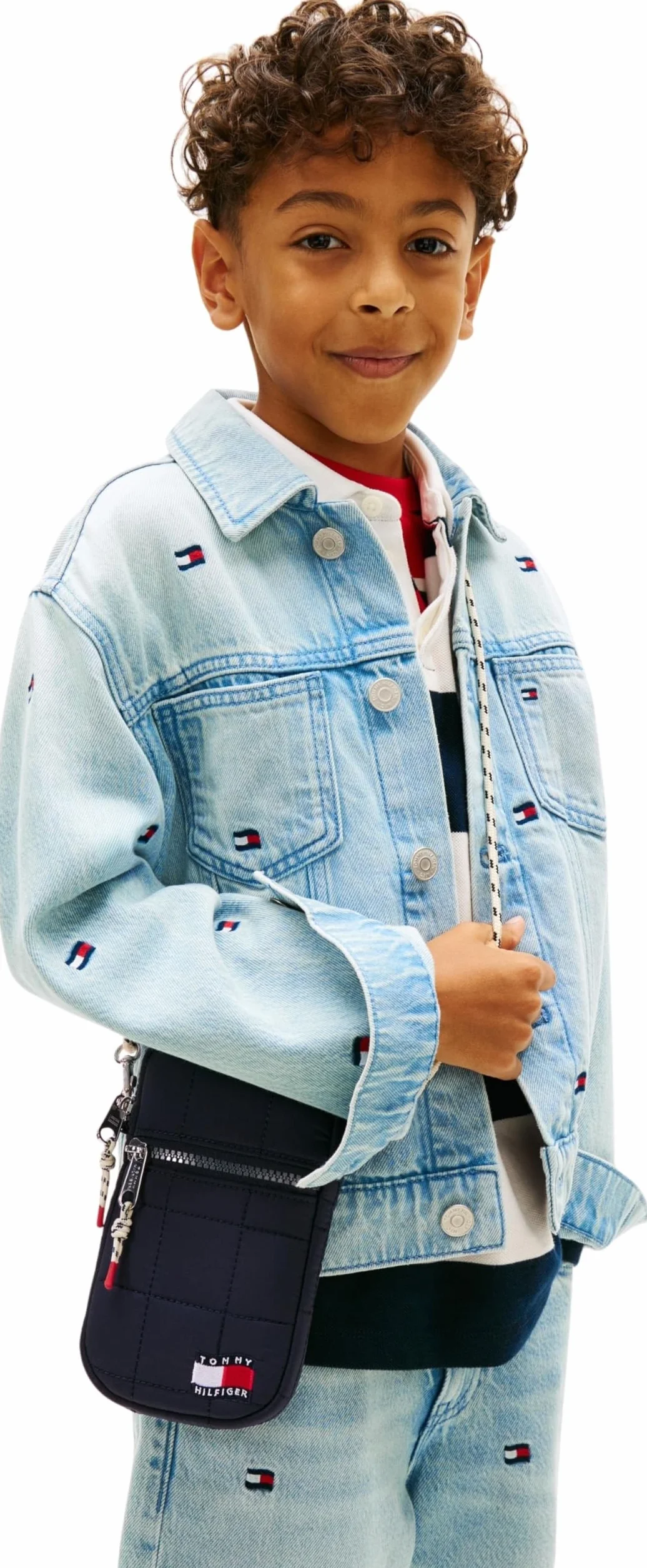 Tommy Hilfiger Wavy Flag Quilted Phone Bag Ka0ka00039, Bolsos de Mano Unisex niños, Blue (Space Blue), Talla única