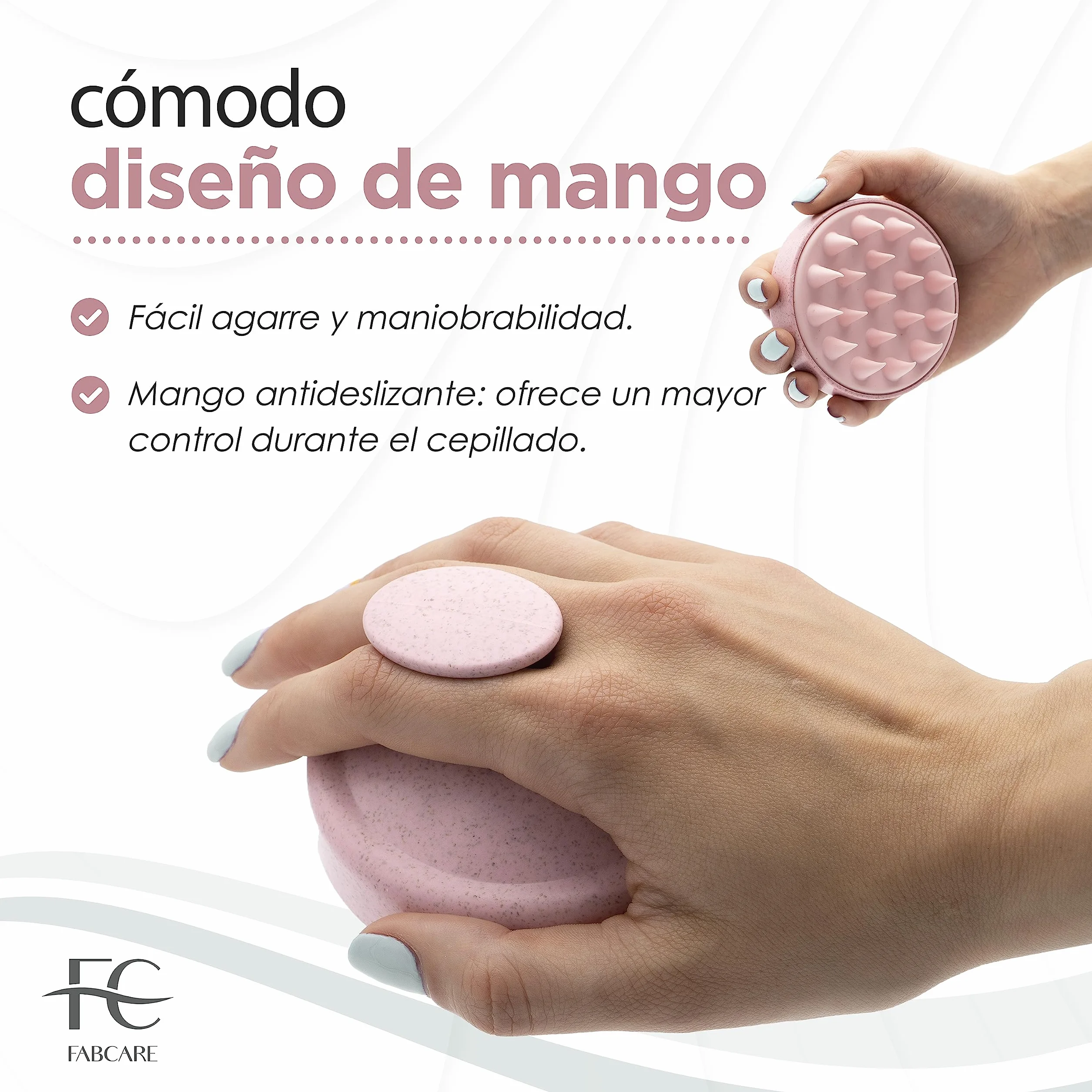 FABCARE Cepillo Exfoliante Capilar Masajeador Cuero Cabelludo Paja Trigo y Silicona