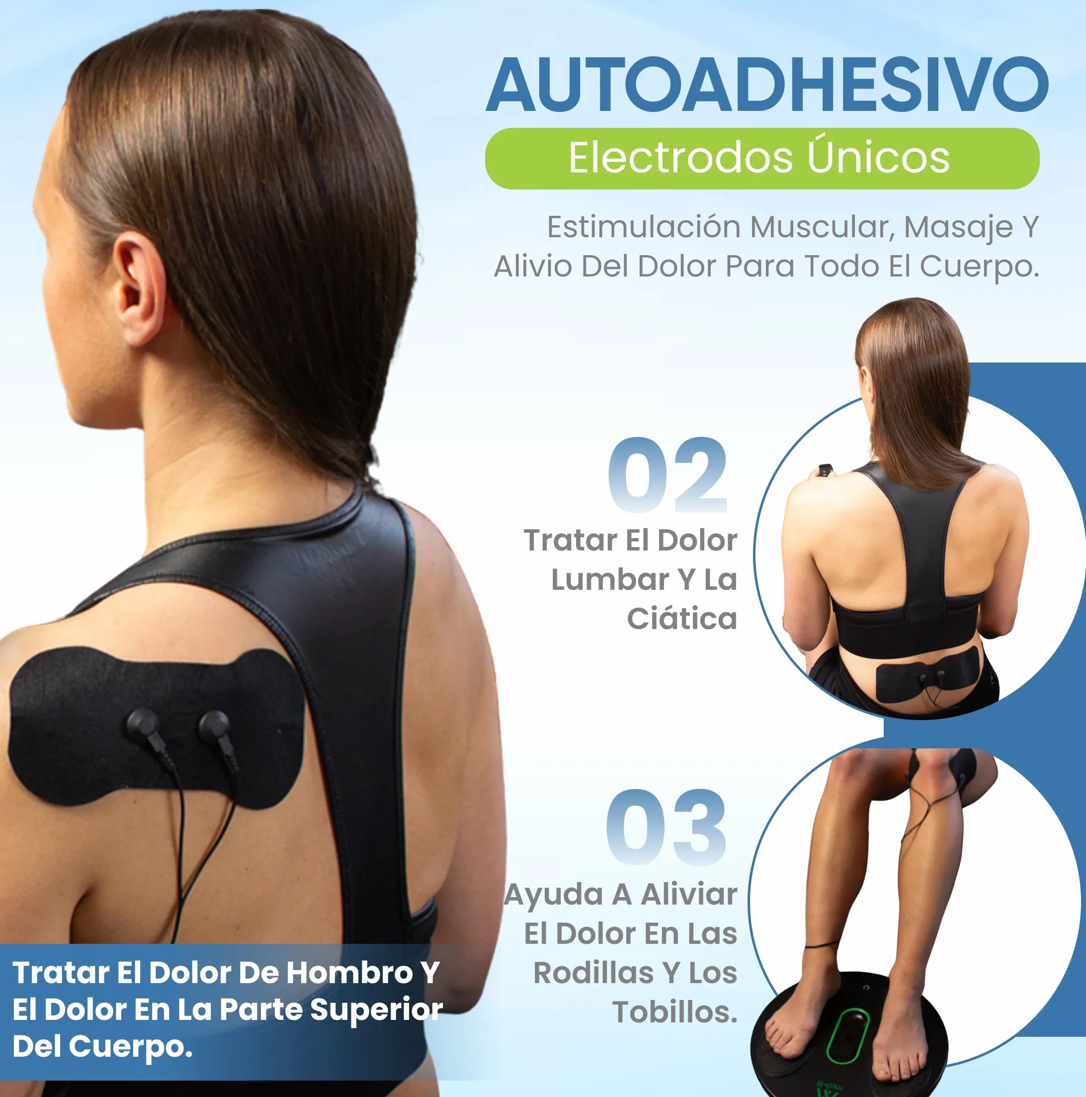 Med-Fit Medi-Boost EMS y TENS Máquina de circulación para pies 18 programas mando a distancia de doble canal