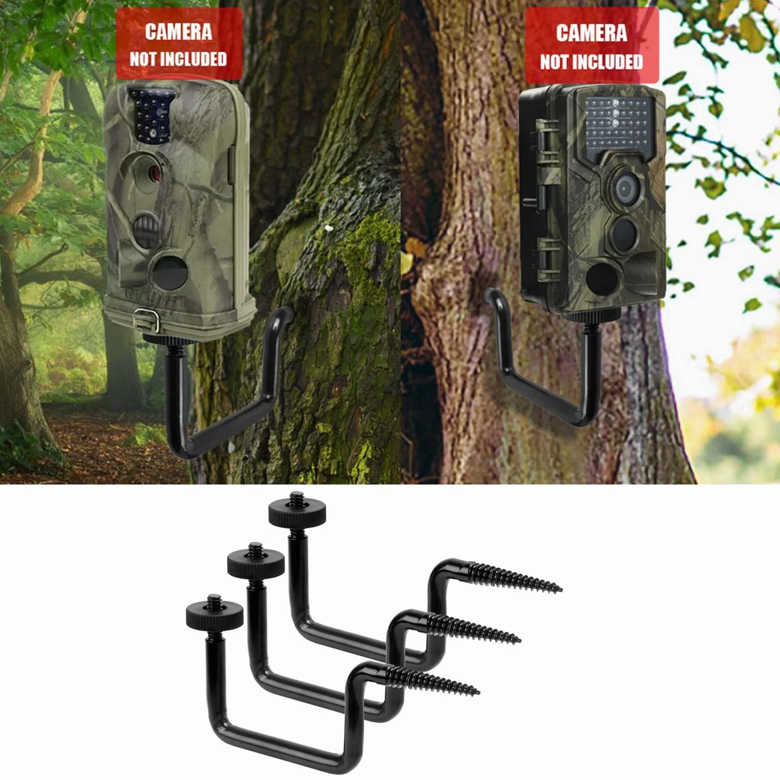 Soporte para cámara de sendero en árbol, hierro fuerte y fácil instalación, soporte de árbol de cámara de caza, soporte de montaje de tornillo, accesorios de caza para disparar cosas y juegos,