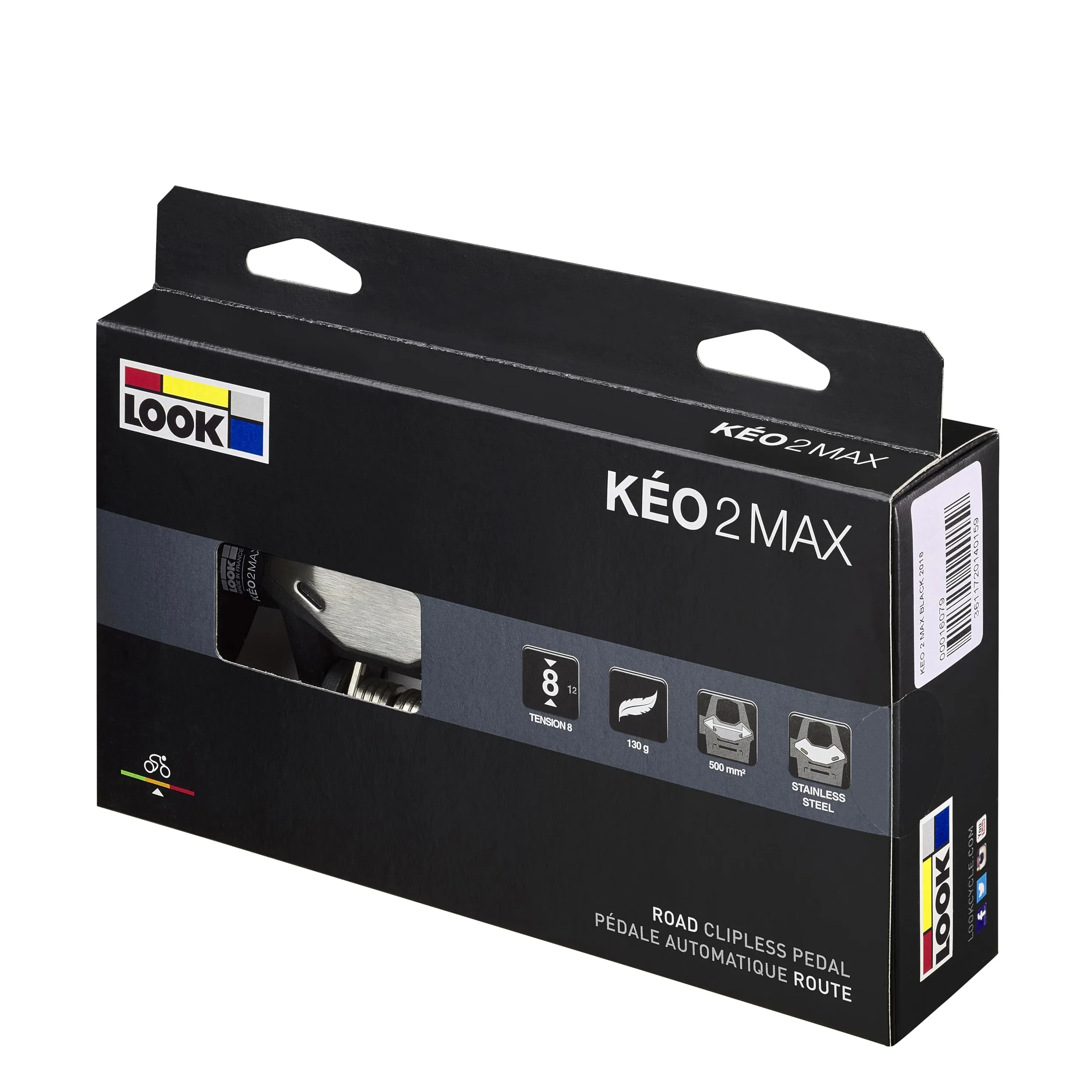 LOOK Cycle - Pedales de Bicicleta KEO 2 MAX XXX - Gran Superficie de Contacto 500mm² - Transferencia Total de Potencia - Pedales UltraLigeros, Cuerpo XXXX - Tensión Ajustable