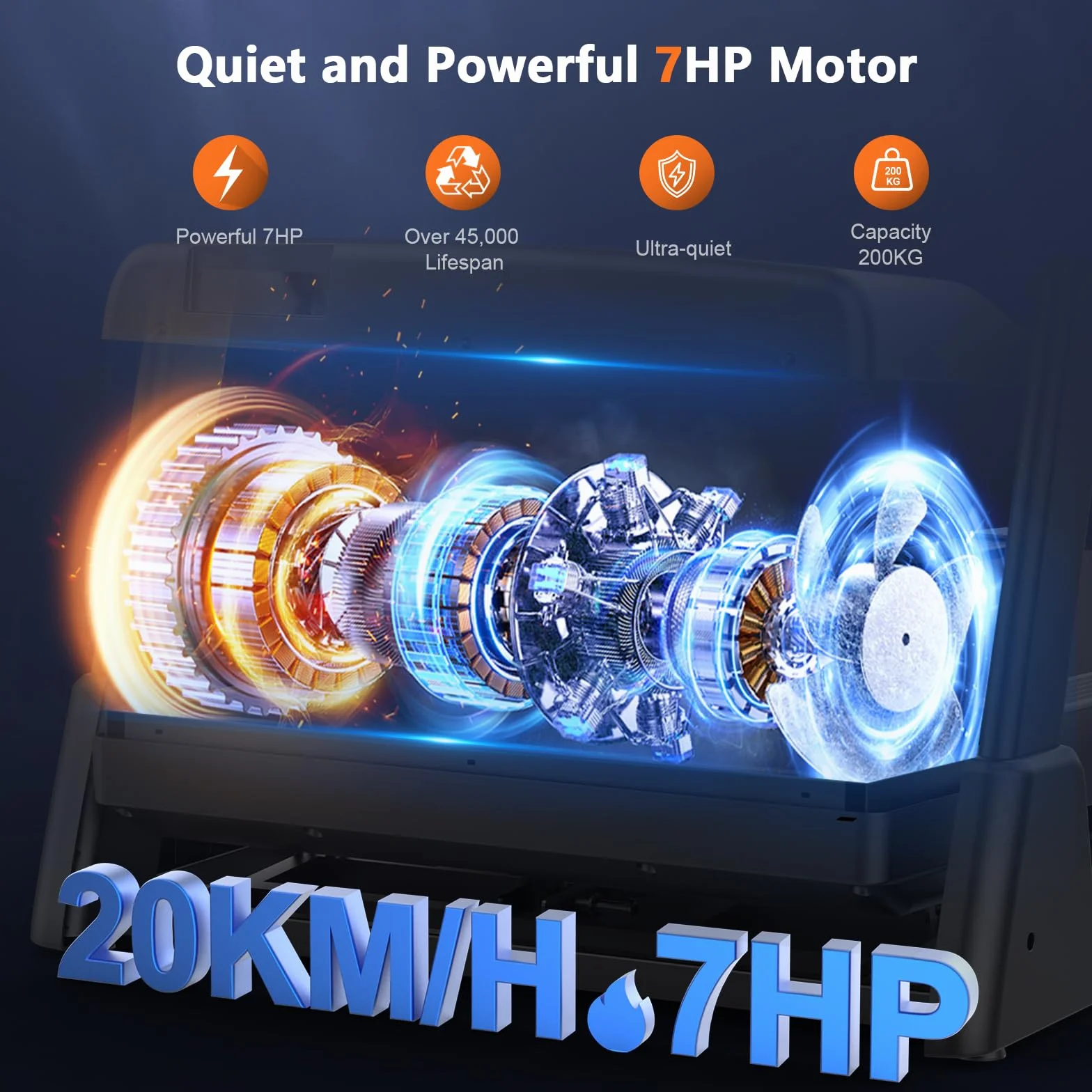 Cinta de Correr, 7HP Cinta de Correr Plegable con Inclinación del 20%, Velocidad de 1 km/h a 20 km/h, Monitor LCD y Compatible con la Aplicación, Capacidad de Peso de 200 kg, Portavasos de Agua