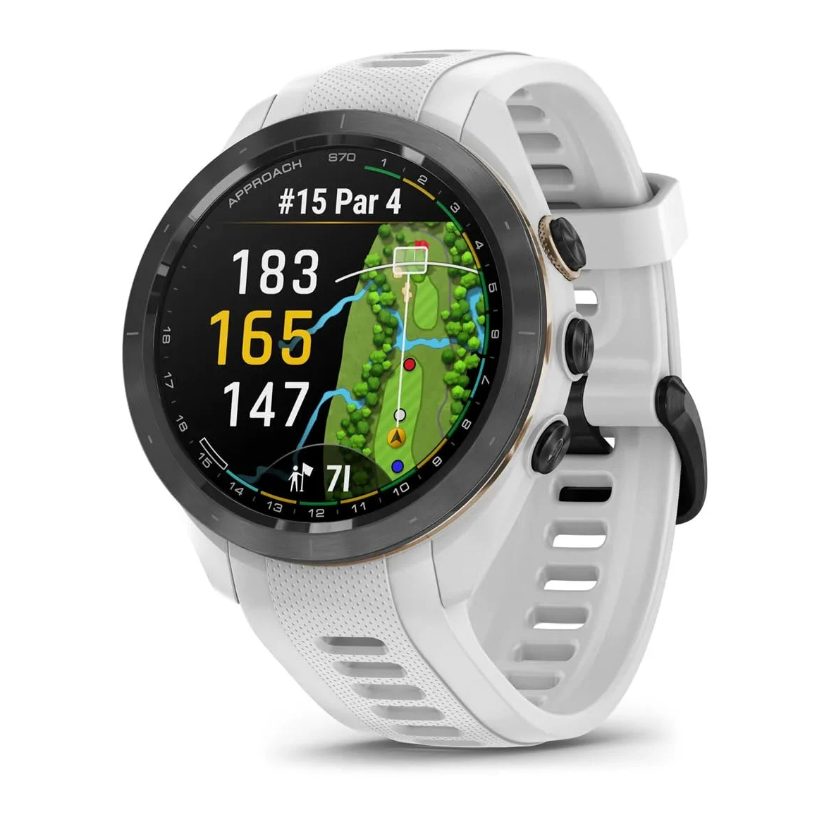 Garmin Approach S70 - Reloj inteligente de golf con GPS para hombre, pantalla táctil ligera AMOLED y cursos precargados con auriculares inalámbricos y más
