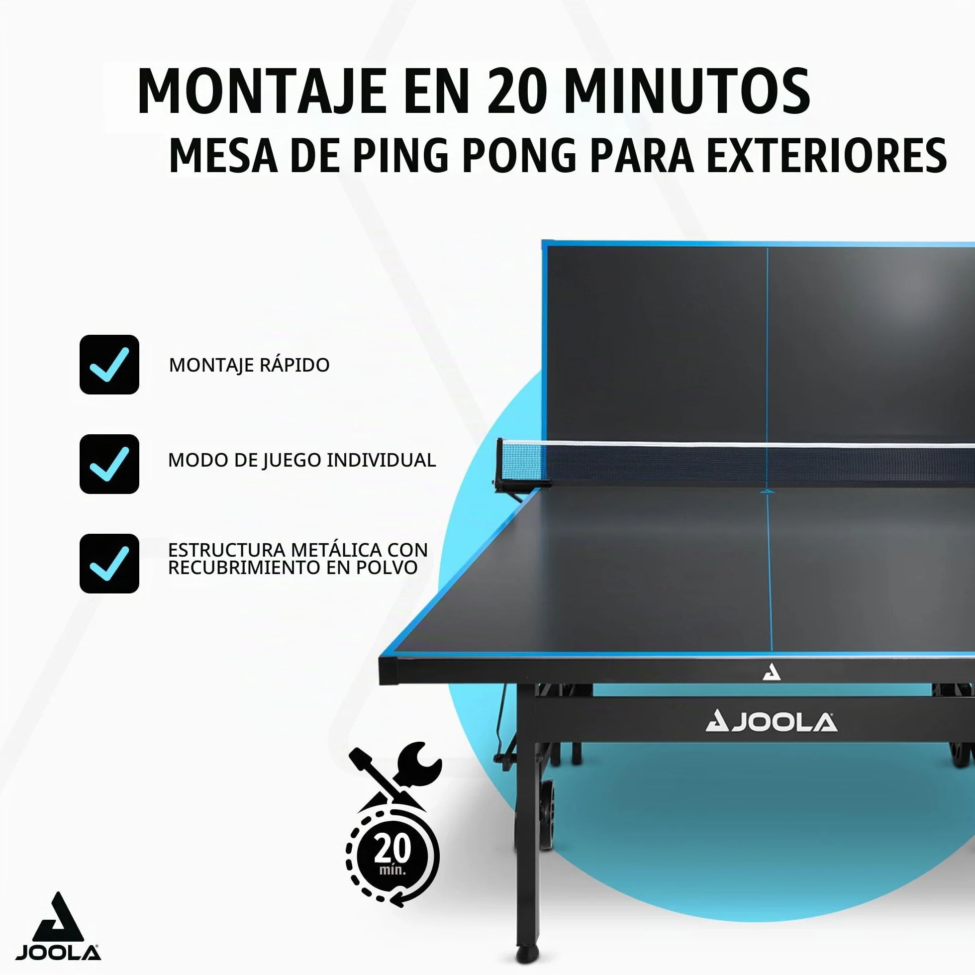 JOOLA Mesa de Ping Pong Profesional J500A Aluminio 6mm Plegable Resistente al Clima con Red