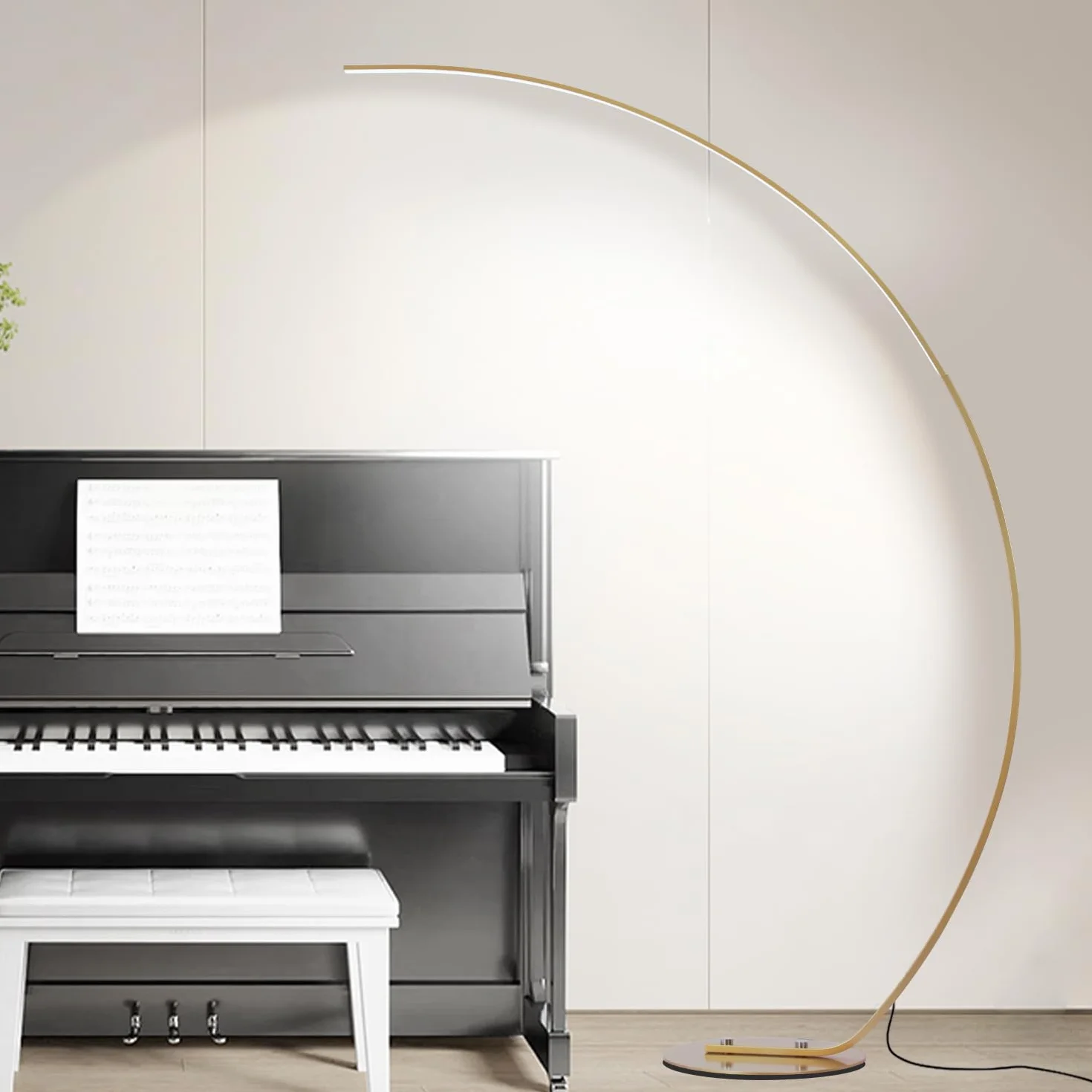Lámpara de Pie LED 25W Regulable con Mando a Distancia Arco 165cm Dorado