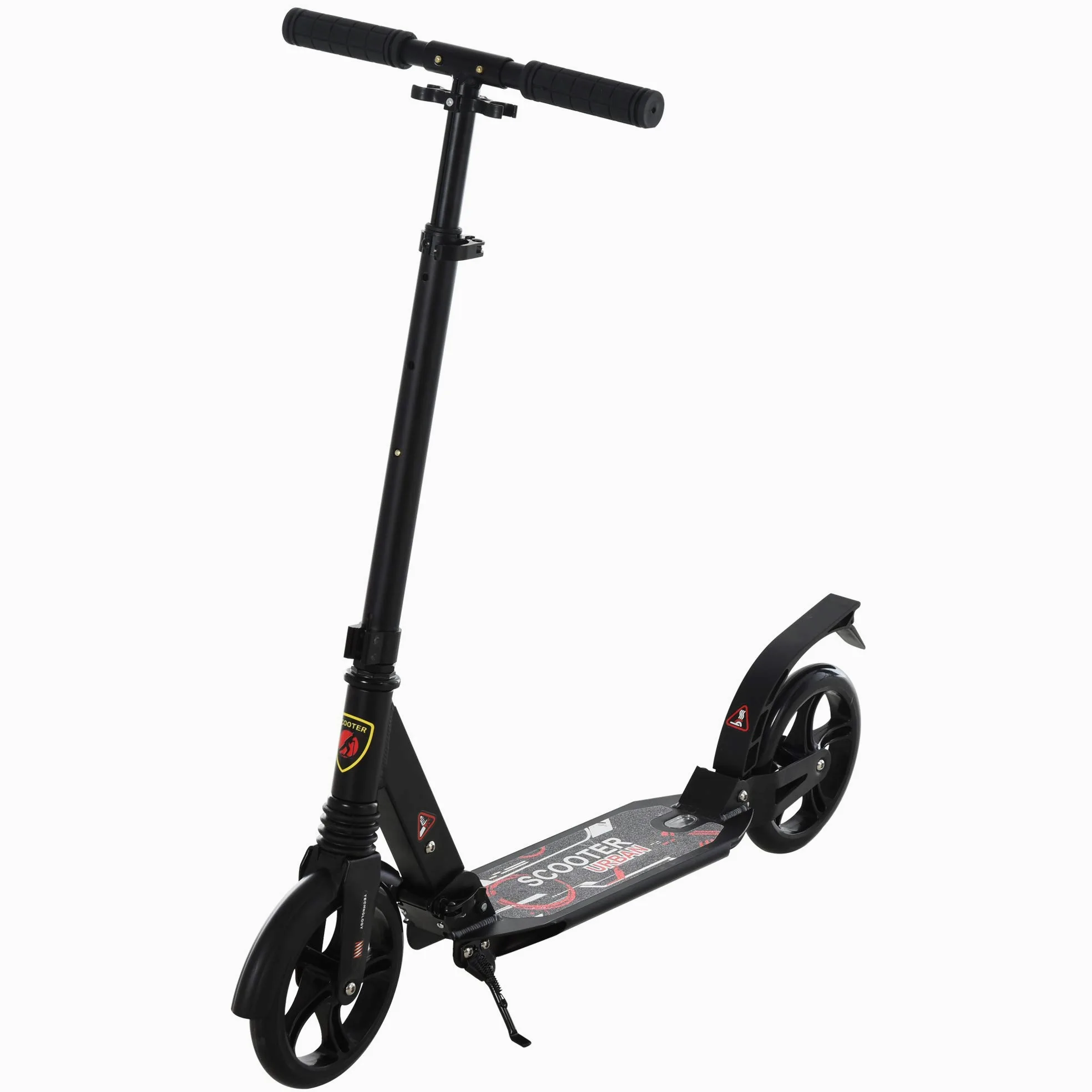 HOMCOM Patinete Plegable para Adultos y Niños con Manillar Ajustable y Freno, Ruedas Grandes, Carga 100kg