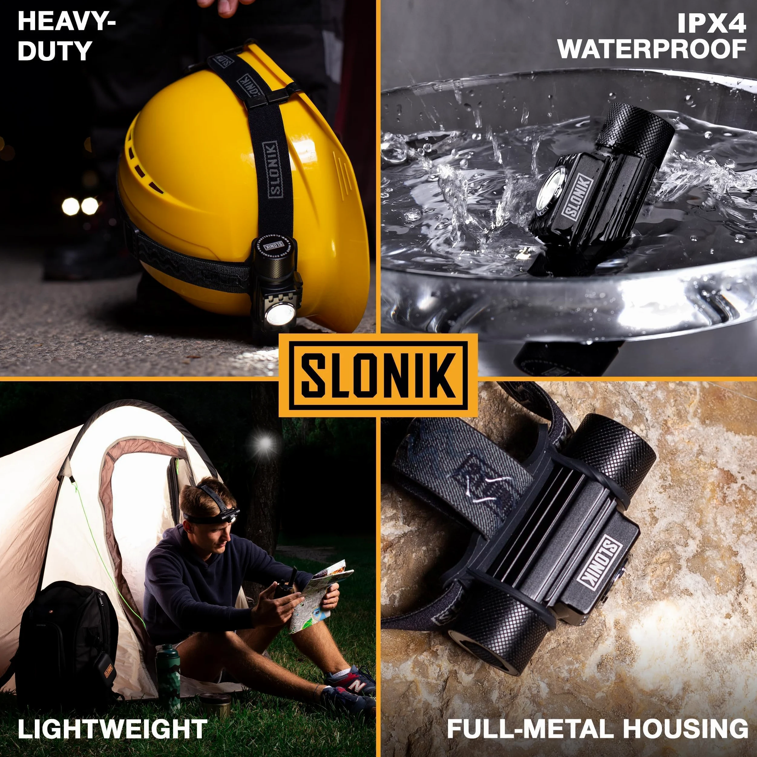 ALLESM SLONIK - Linterna frontal LED Cree recargable de 1000 lúmenes con batería de 2200 mAh, ligera, duradera, impermeable y a prueba de polvo, haz de 600 pies, equipo de camping y senderismo